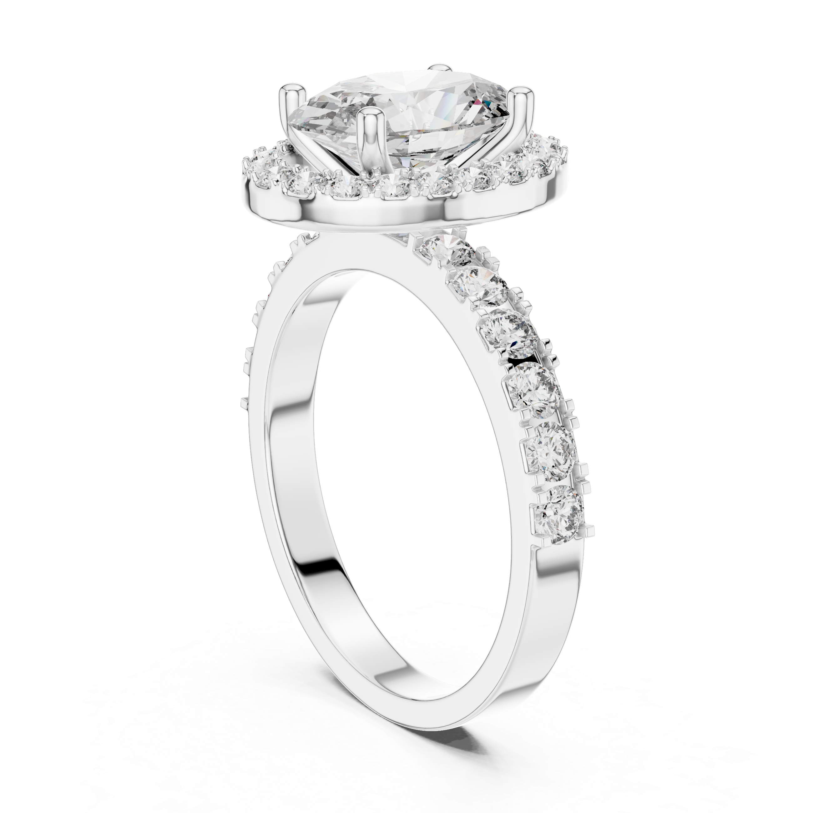 Luxury Oval Cut Diamond Ring with Sparkling Halo Setting