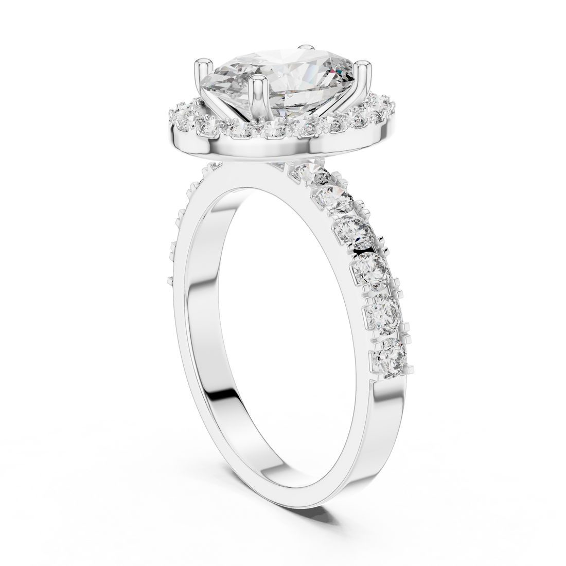 Luxury Oval Cut Diamond Ring with Sparkling Halo Setting