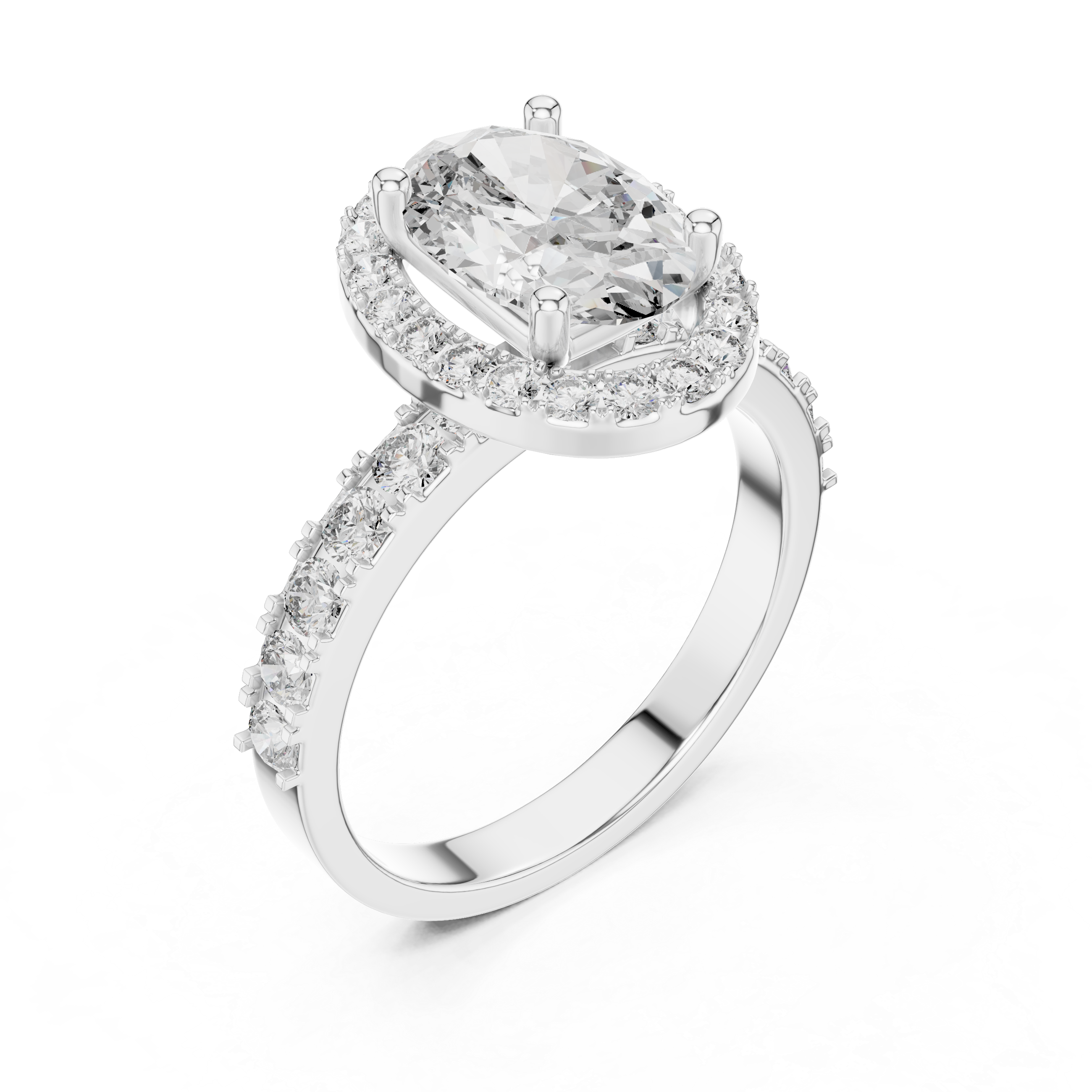 Luxury Oval Cut Diamond Ring with Sparkling Halo Setting
