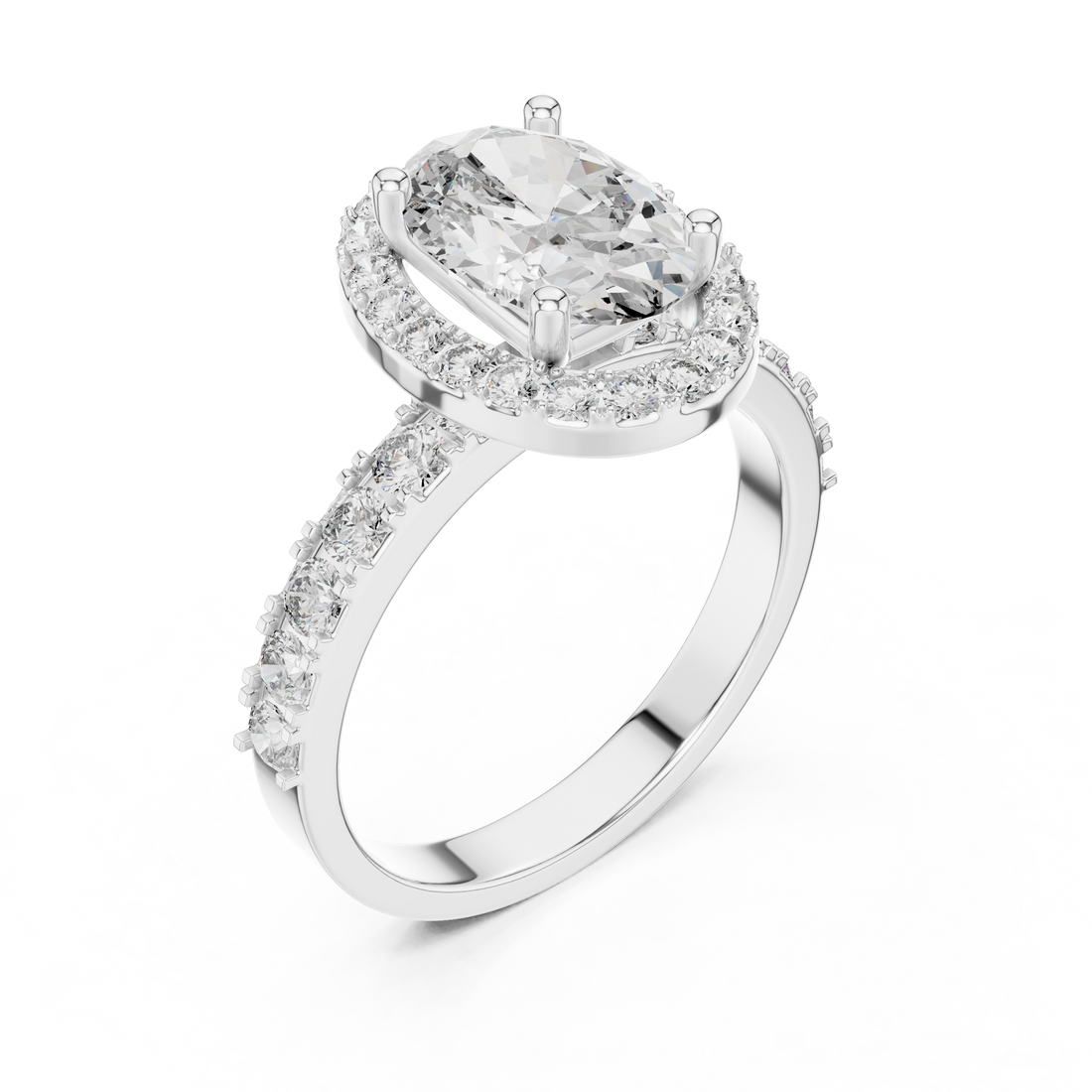 Luxury Oval Cut Diamond Ring with Sparkling Halo Setting
