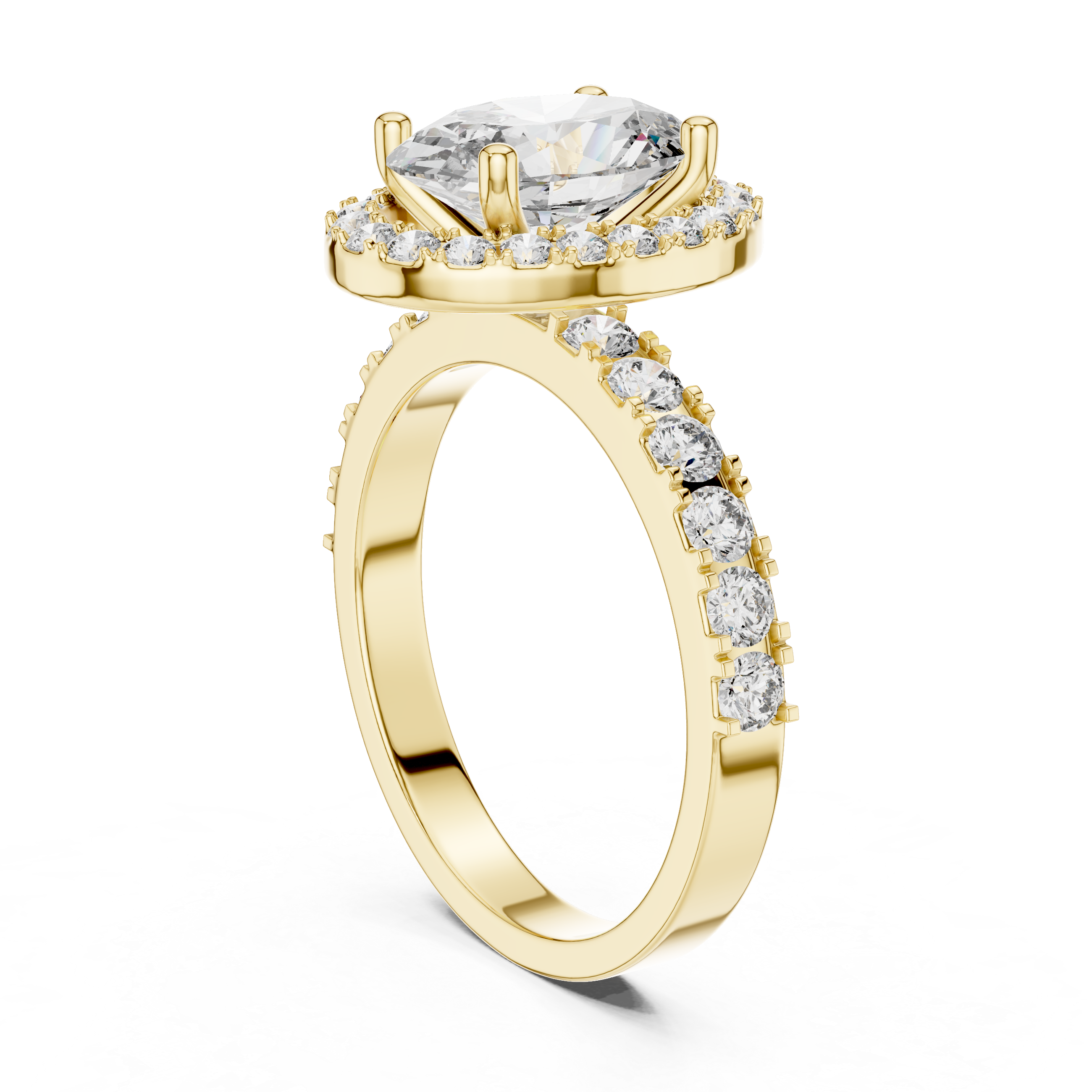 Luxury Oval Cut Diamond Ring with Sparkling Halo Setting