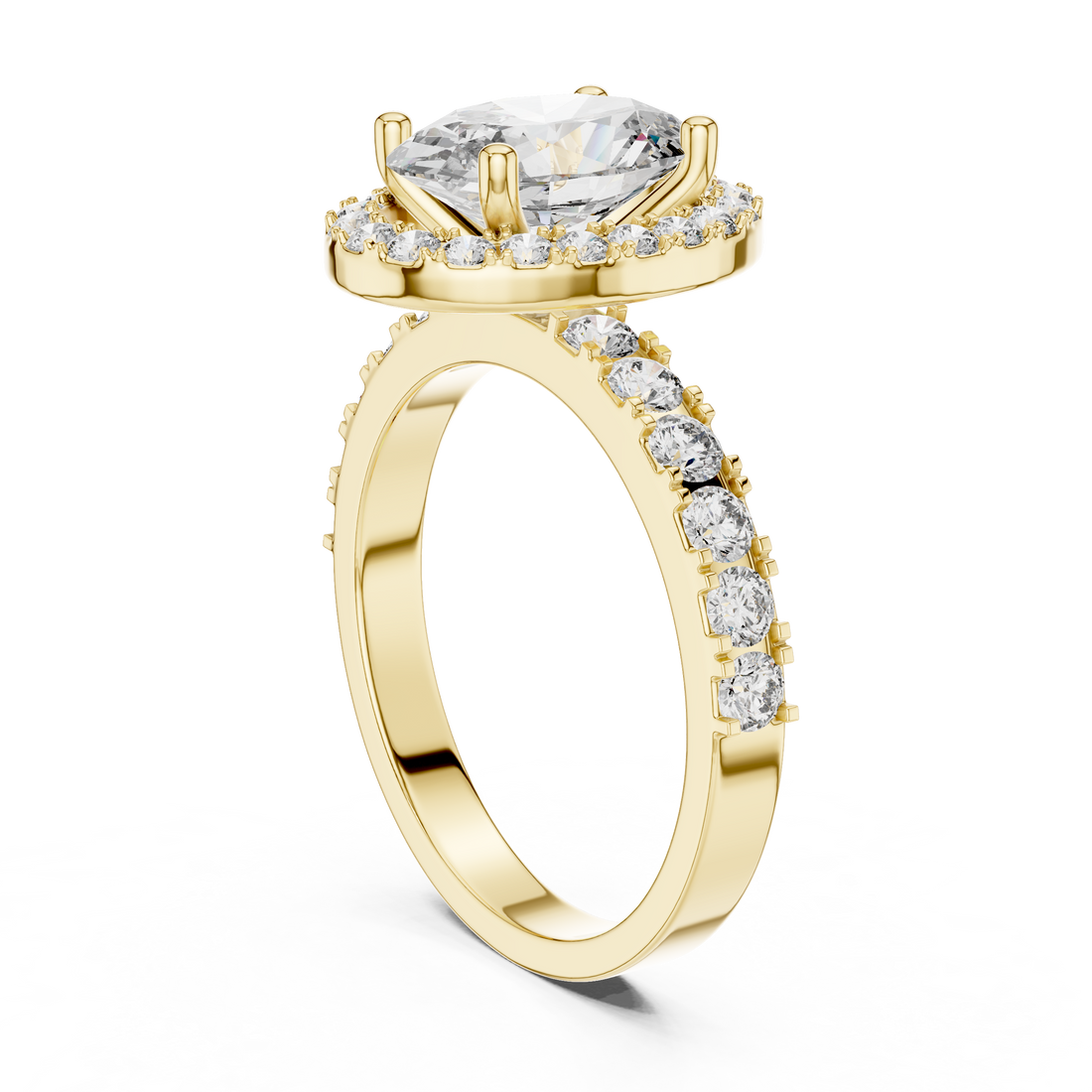 Luxury Oval Cut Diamond Ring with Sparkling Halo Setting