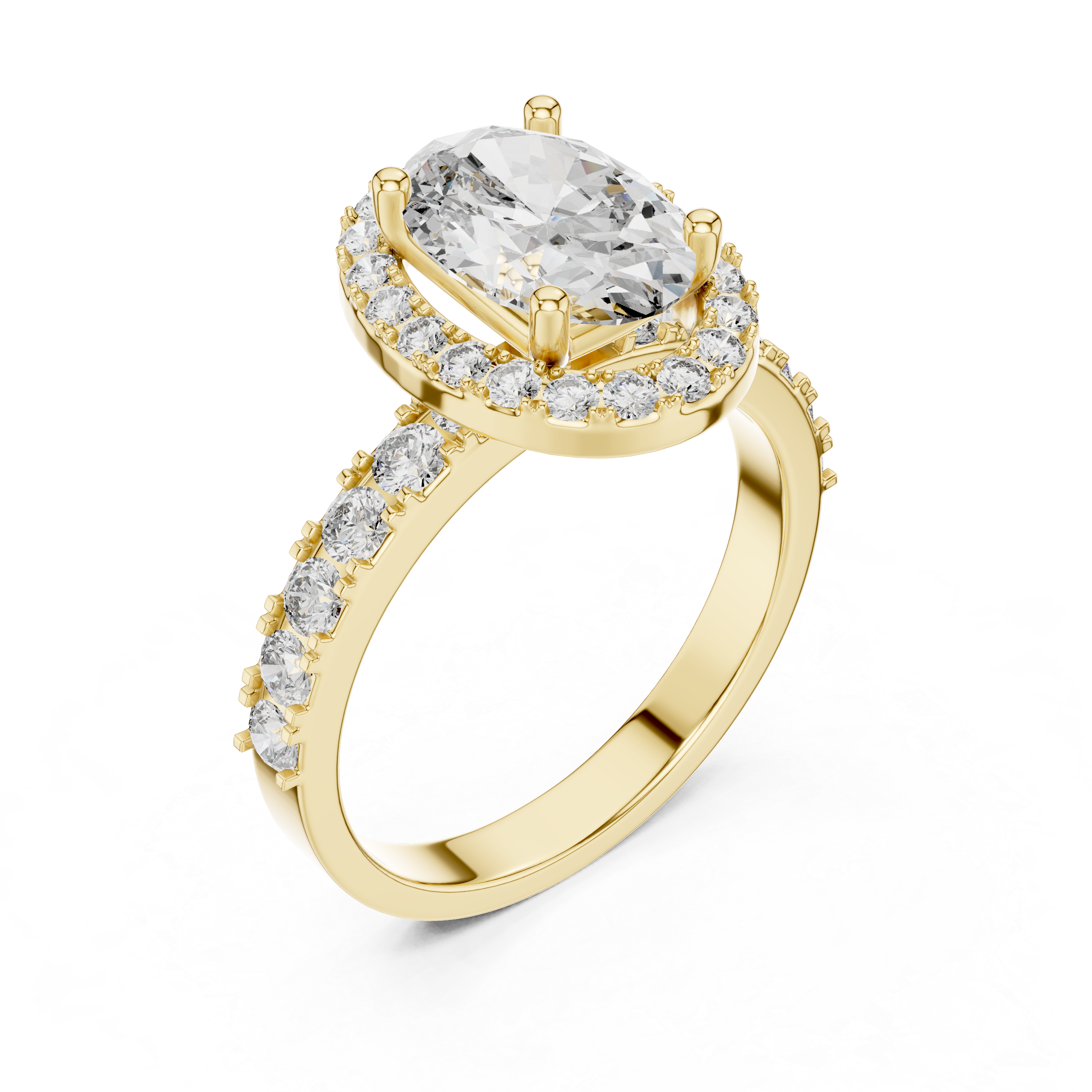 Luxury Oval Cut Diamond Ring with Sparkling Halo Setting