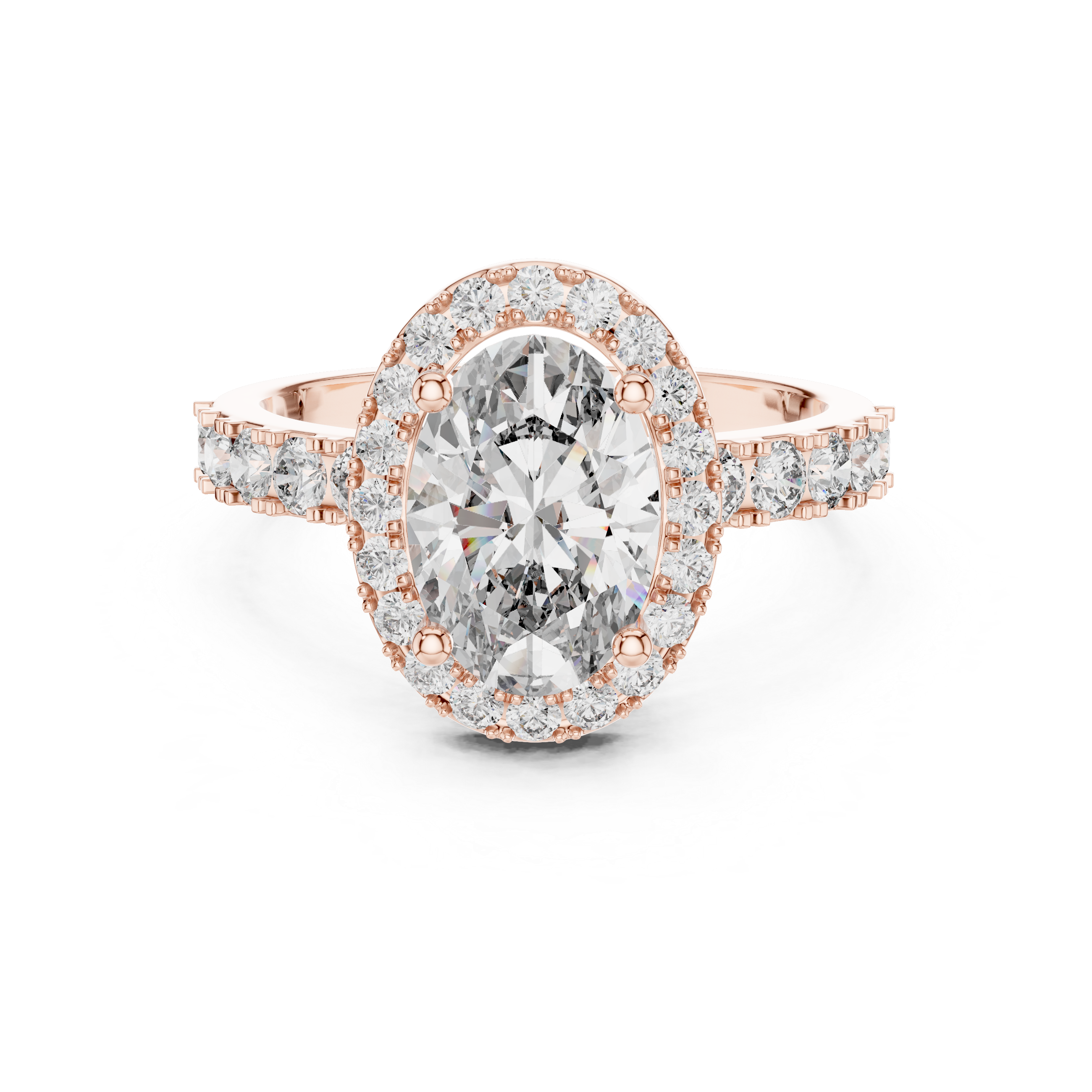 Luxury Oval Cut Diamond Ring with Sparkling Halo Setting