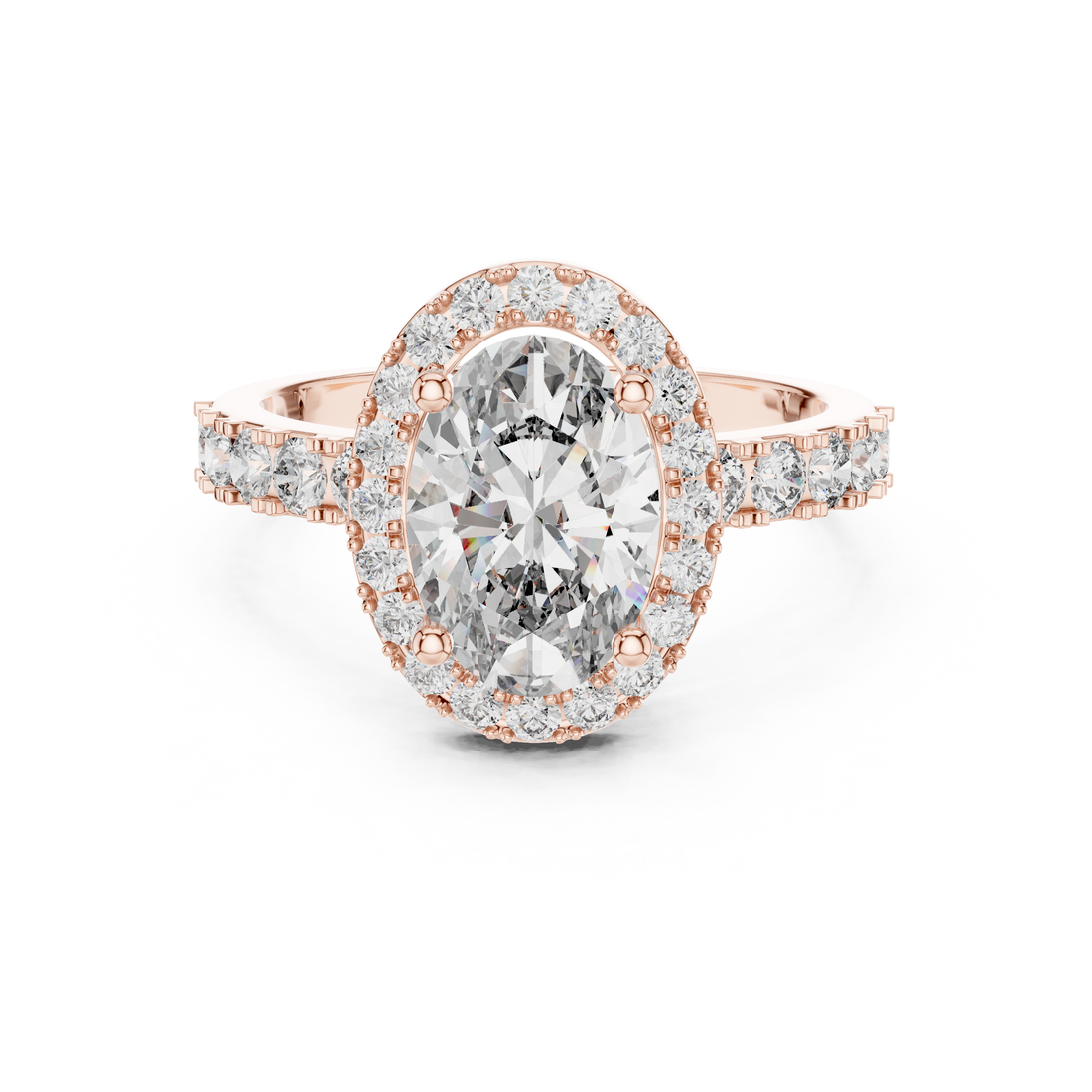 Luxury Oval Cut Diamond Ring with Sparkling Halo Setting