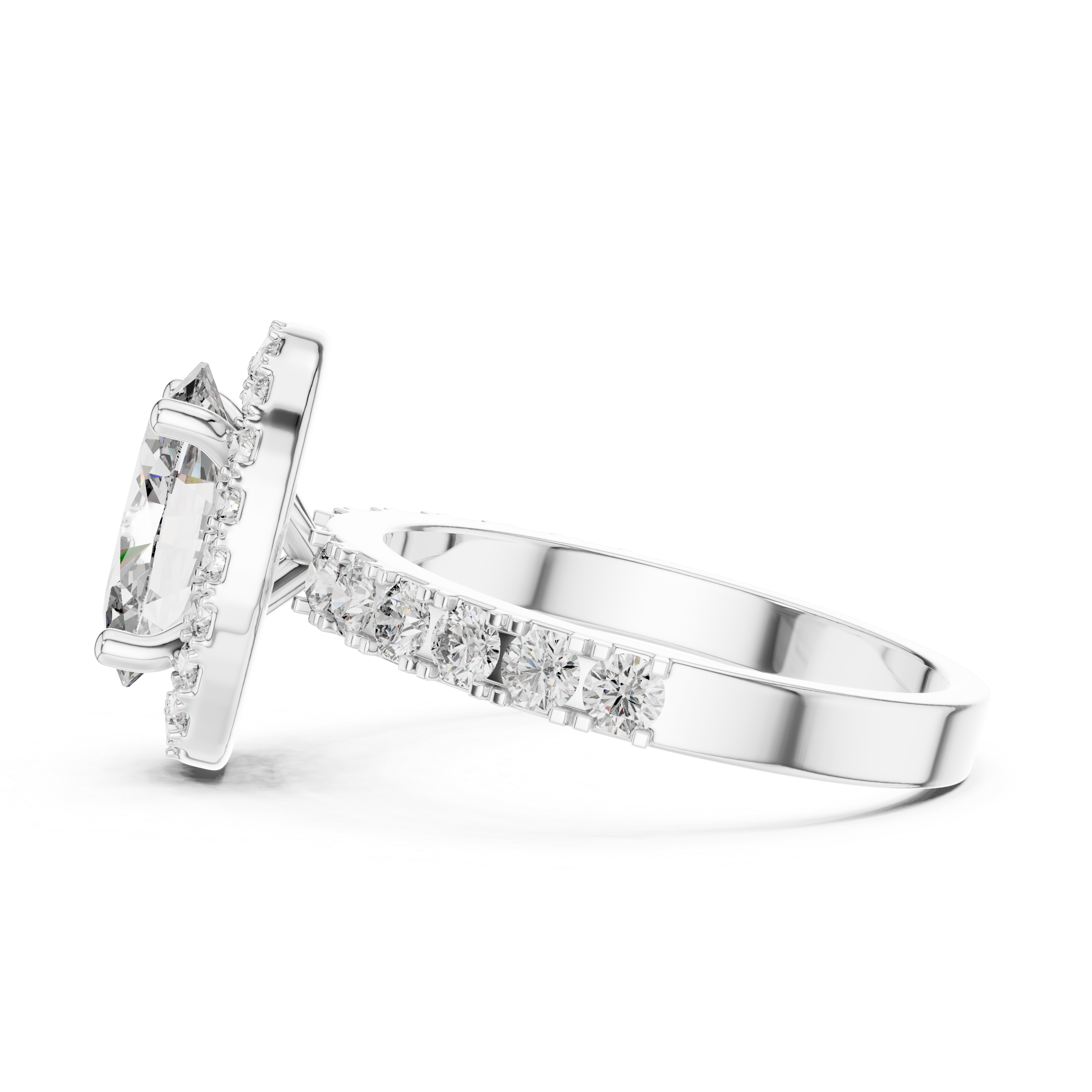 Luxury Oval Cut Diamond Ring with Sparkling Halo Setting