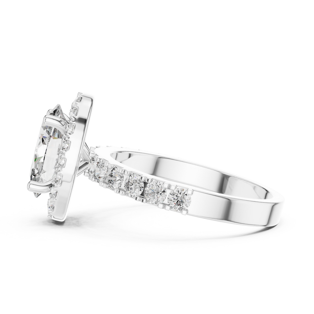Luxury Oval Cut Diamond Ring with Sparkling Halo Setting