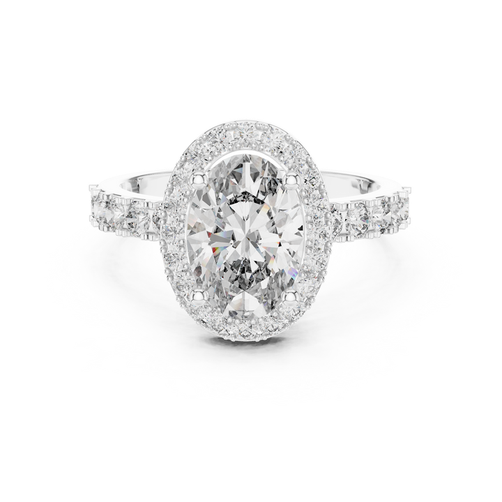 Luxury Oval Cut Diamond Ring with Sparkling Halo Setting