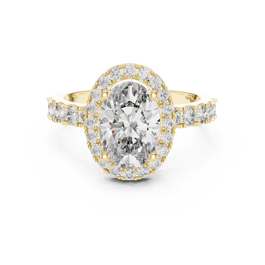 Luxury Oval Cut Diamond Ring with Sparkling Halo Setting