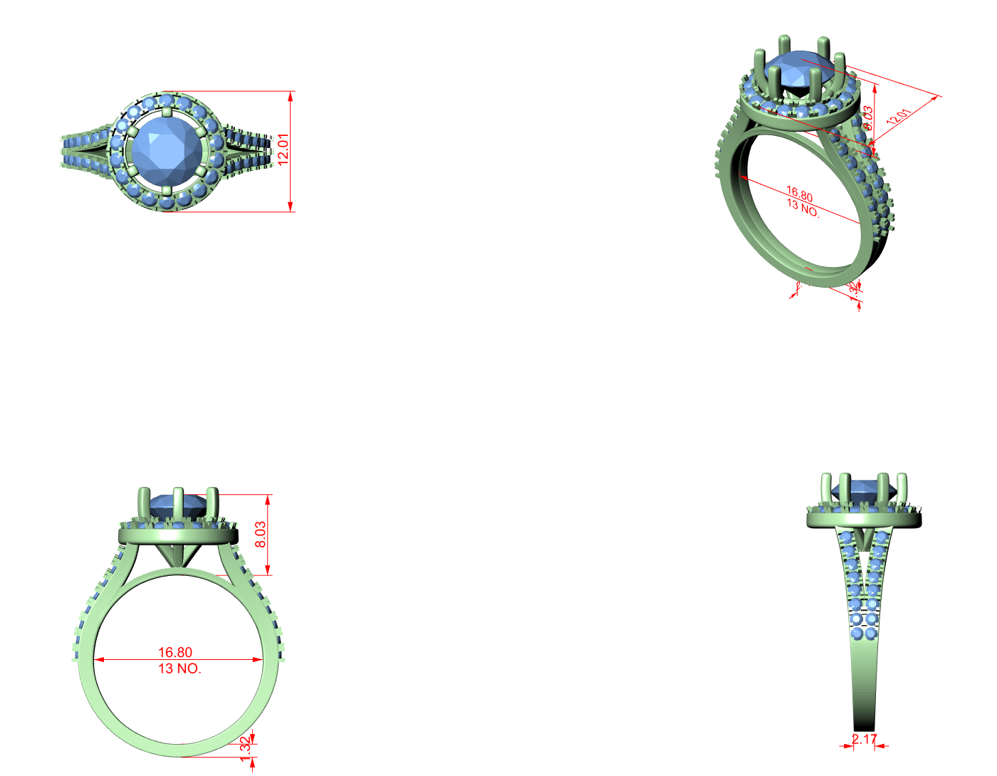 Elegant Round Cut Diamond Ring with Pave Split Shank