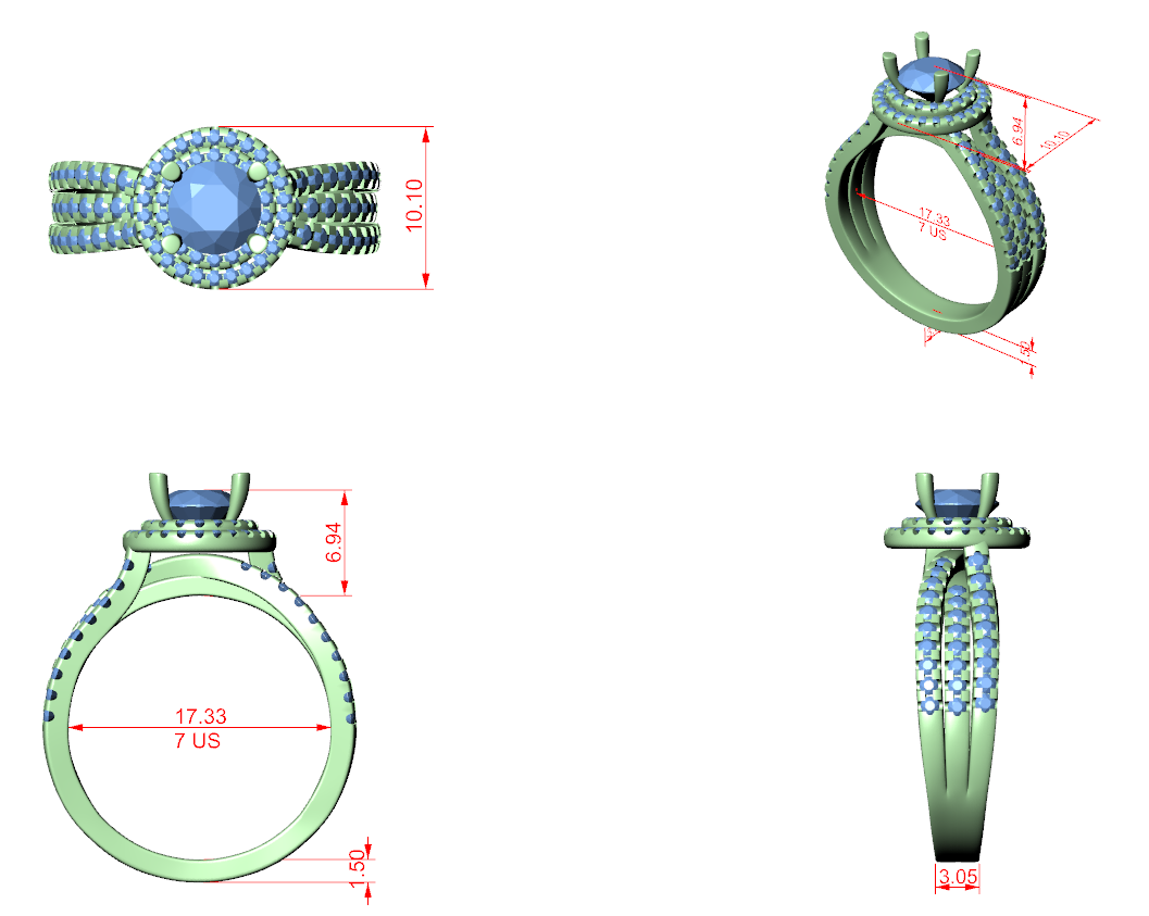 Double Halo Round Diamond Ring with Split Pavé Shank – Elegant Bridal Ring
