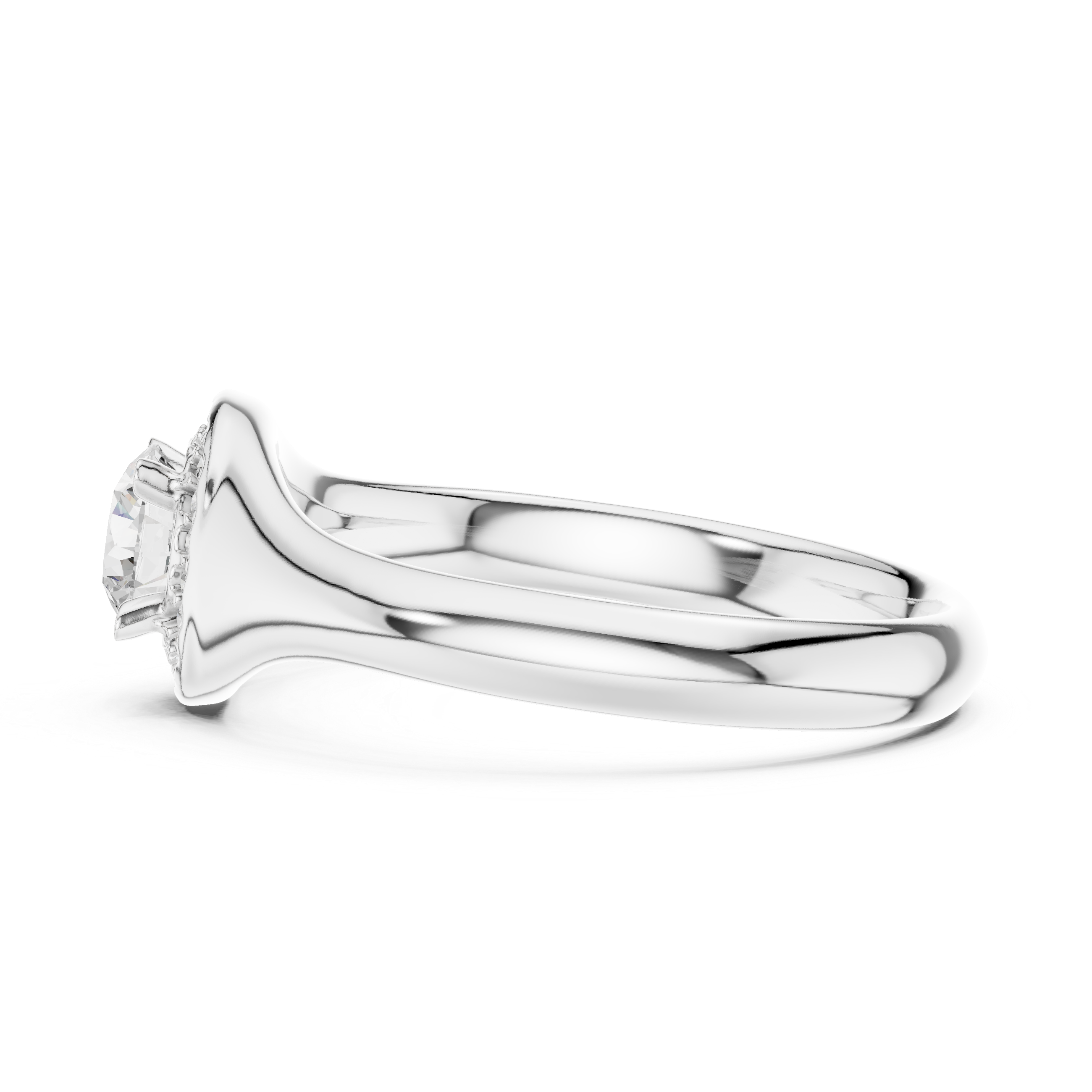 Solitaire Round Cut Diamond Halo Engagement Ring For Womens