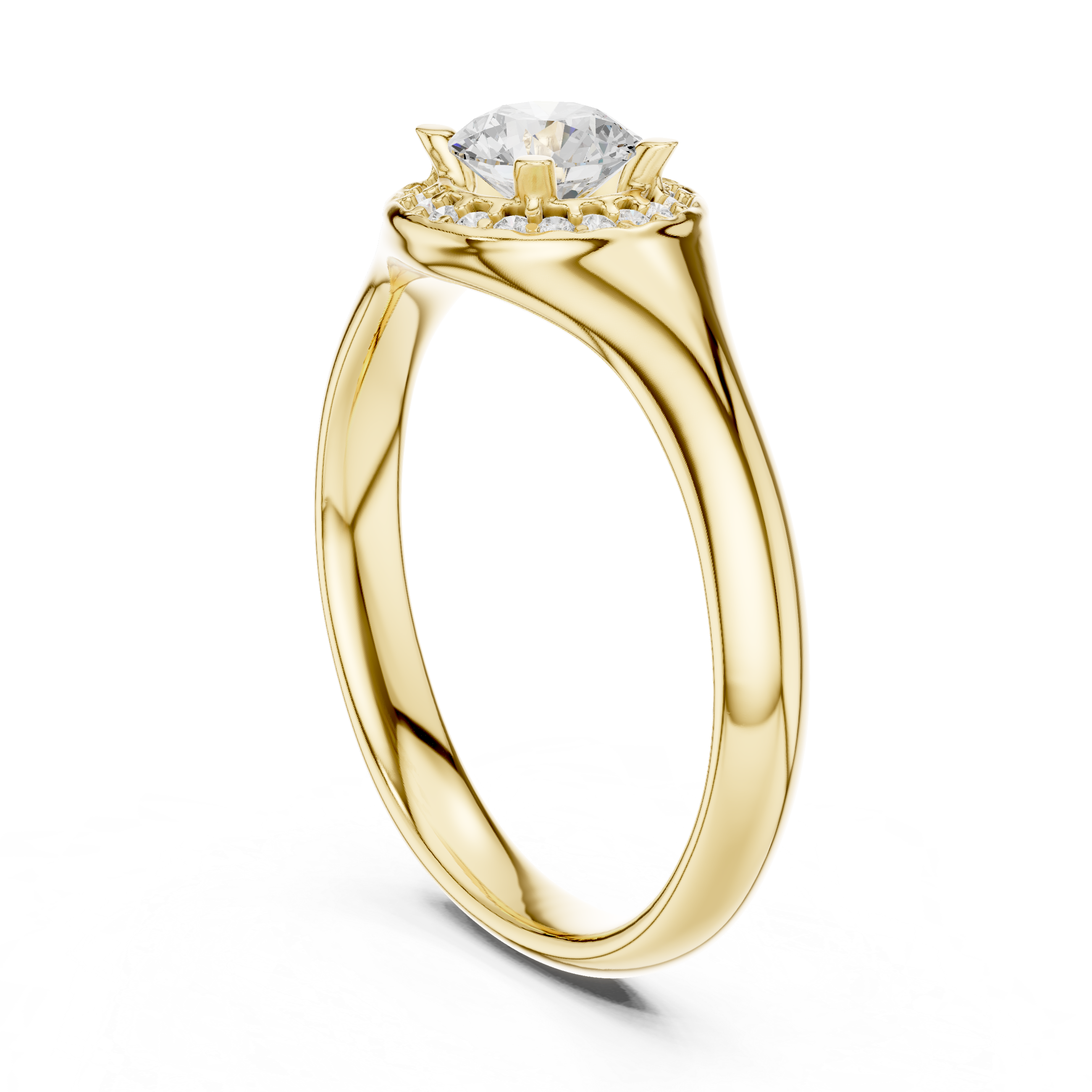 Solitaire Round Cut Diamond Halo Engagement Ring For Womens