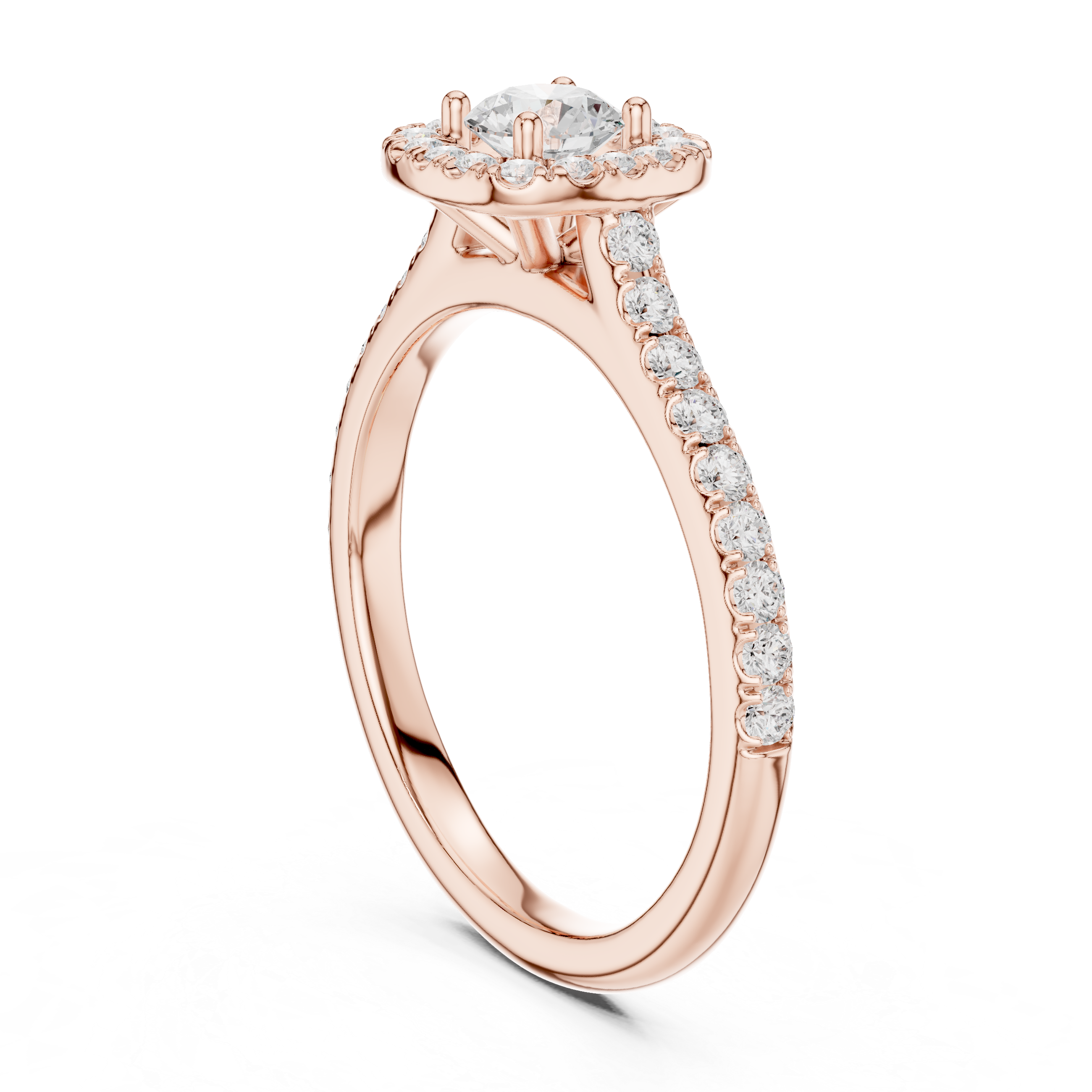 Statement 1 Ct Round Diamond Halo Ring With Pave Band