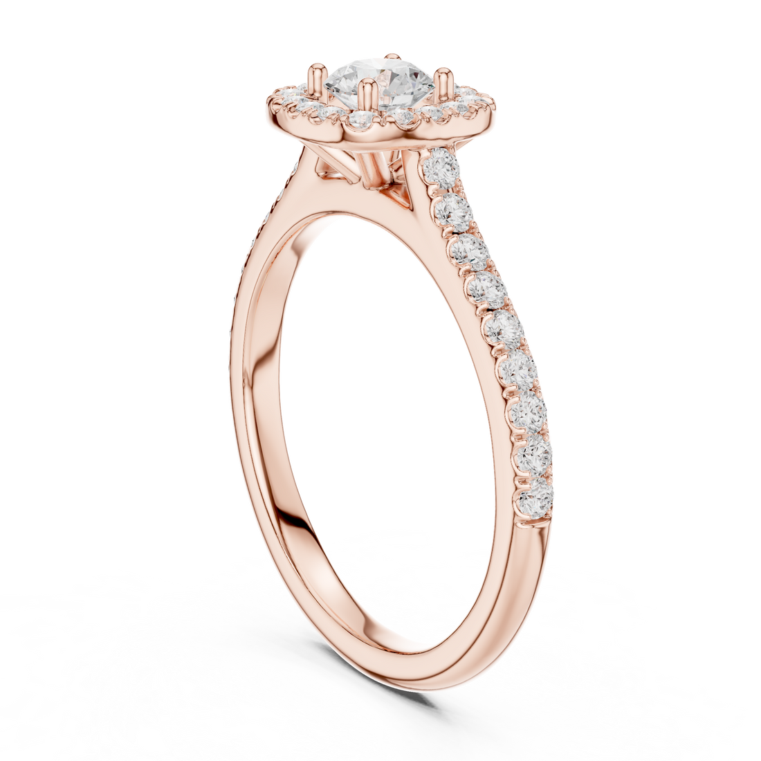 Statement 1 Ct Round Diamond Halo Ring With Pave Band
