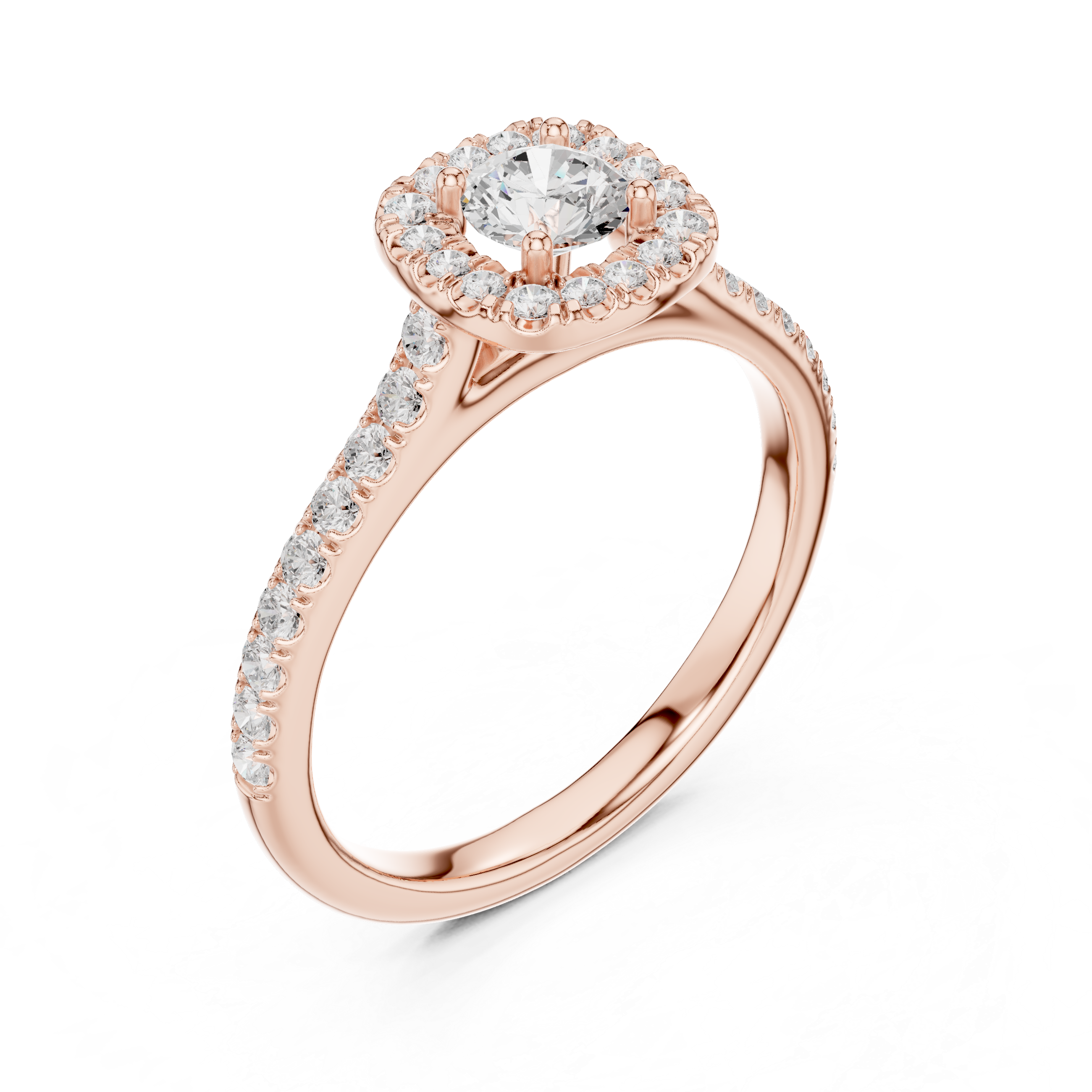 Statement 1 Ct Round Diamond Halo Ring With Pave Band