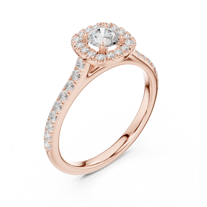 Statement 1 Ct Round Diamond Halo Ring With Pave Band