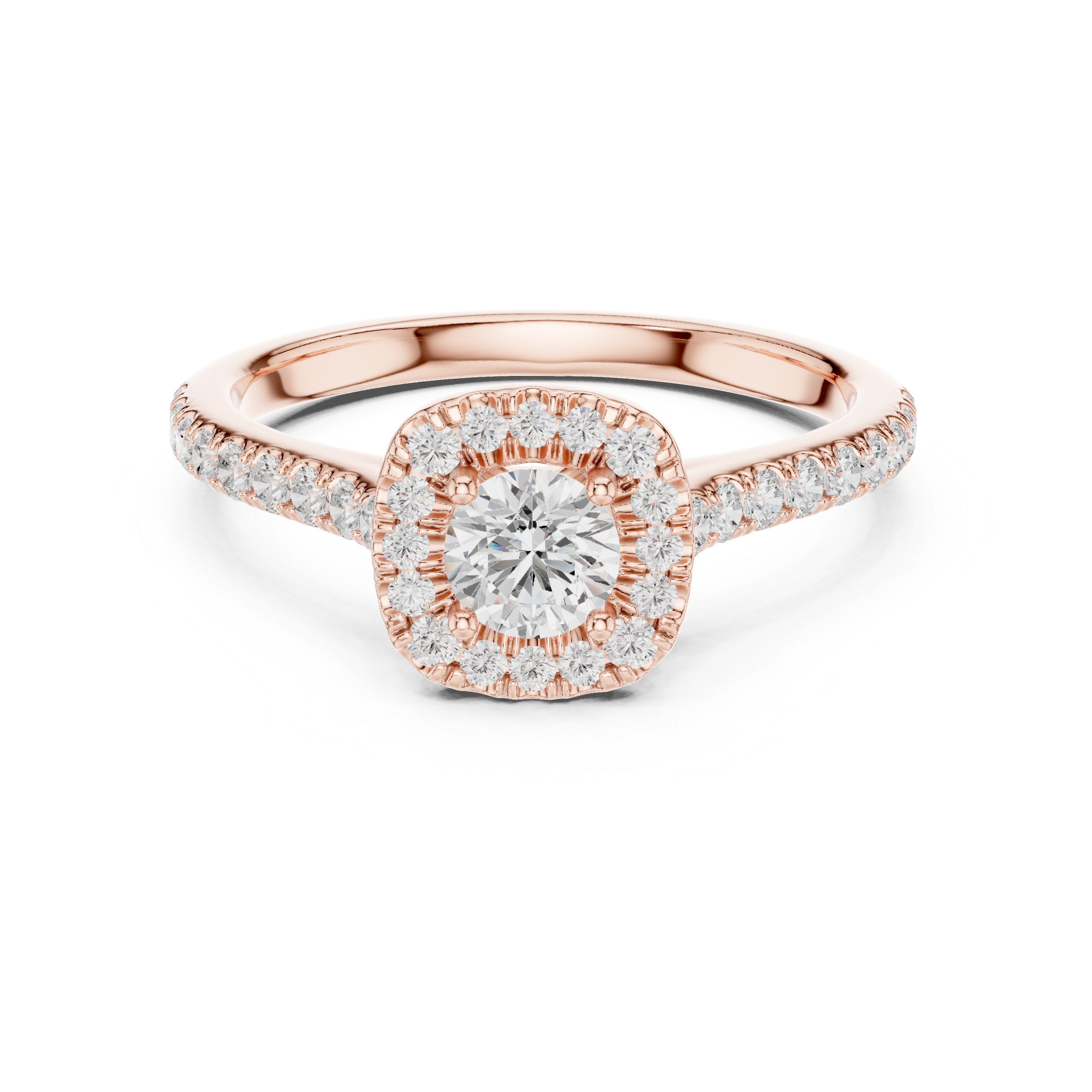 Statement 1 Ct Round Diamond Halo Ring With Pave Band