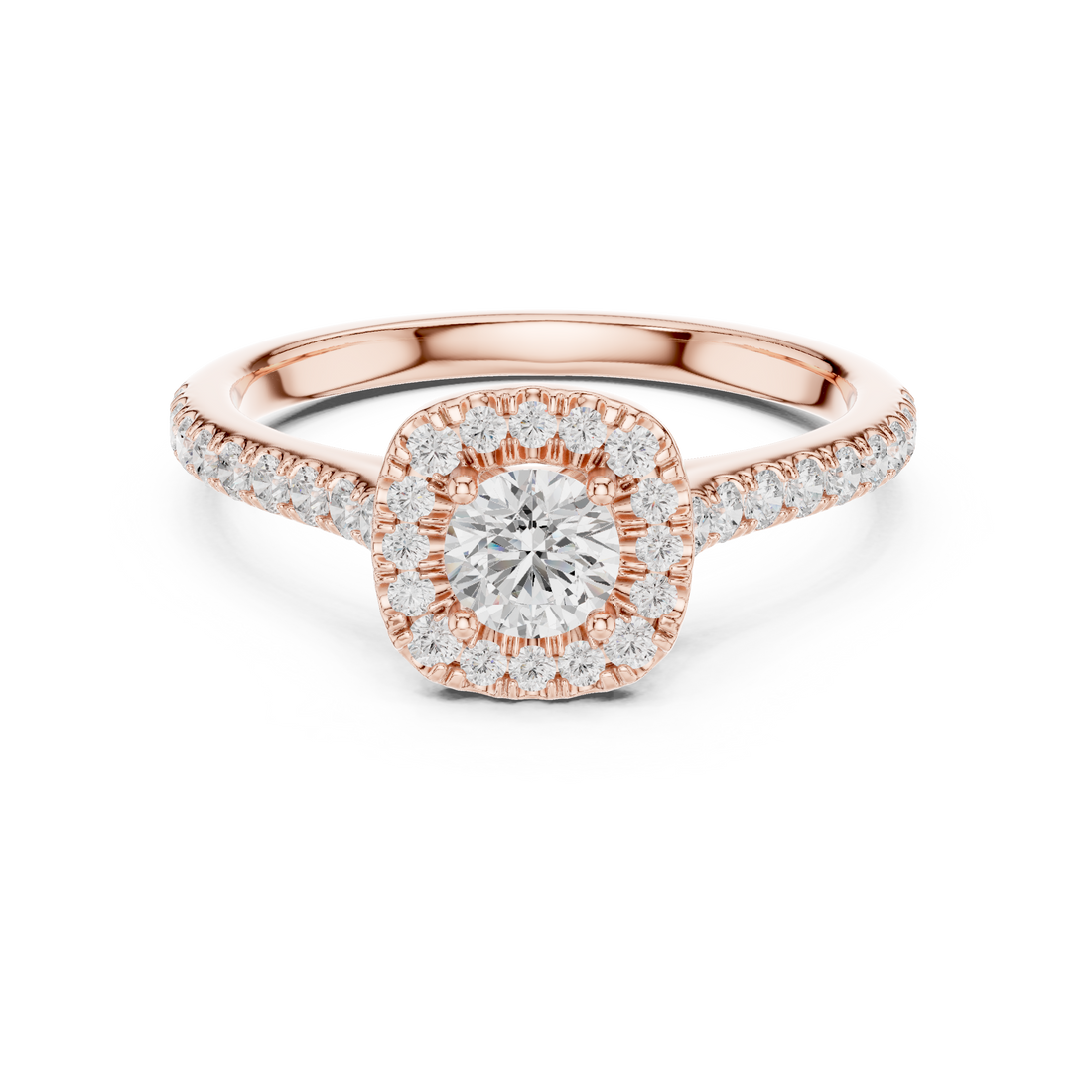 Statement 1 Ct Round Diamond Halo Ring With Pave Band