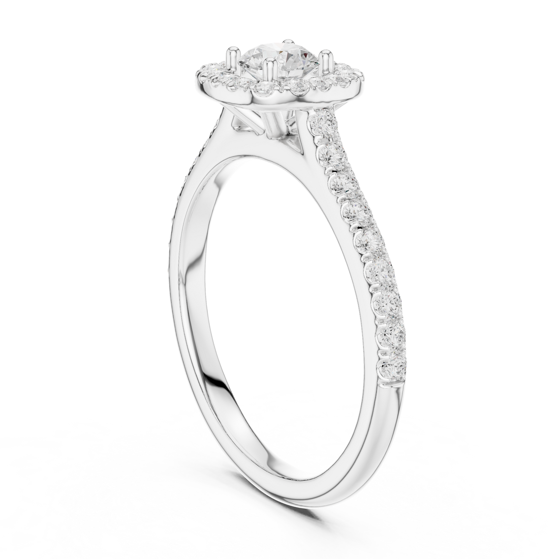 Statement 1 Ct Round Diamond Halo Ring With Pave Band