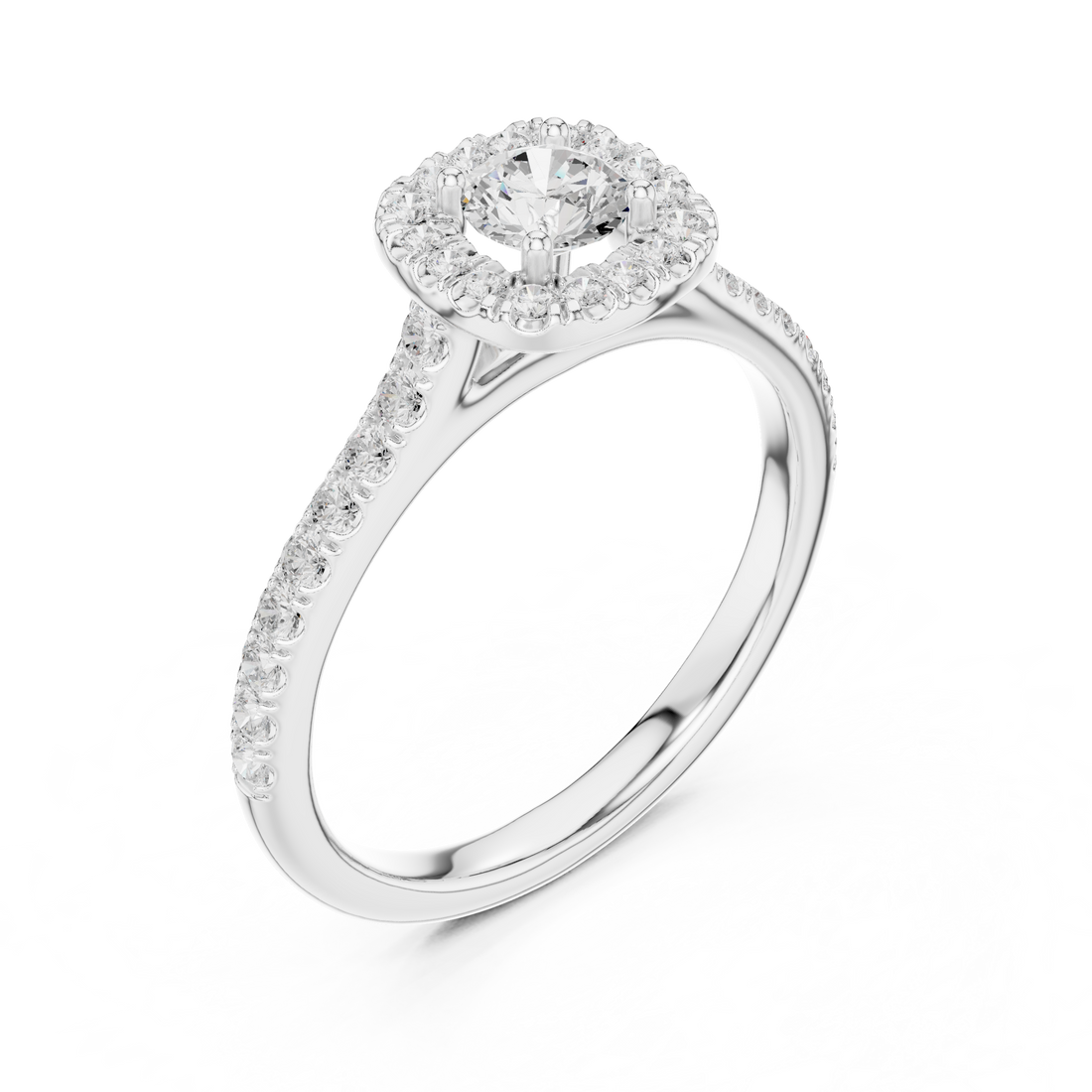 Statement 1 Ct Round Diamond Halo Ring With Pave Band