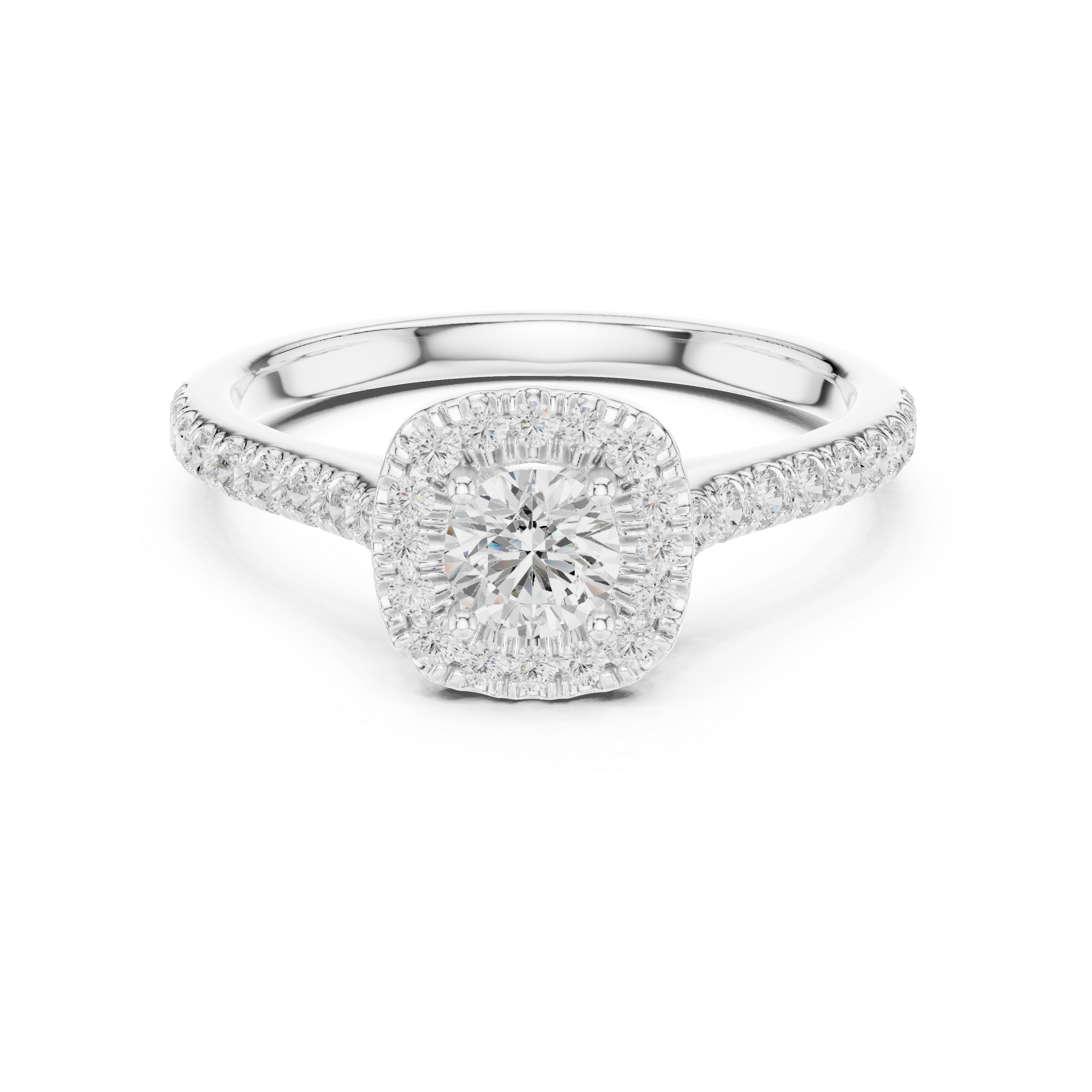 Statement 1 Ct Round Diamond Halo Ring With Pave Band