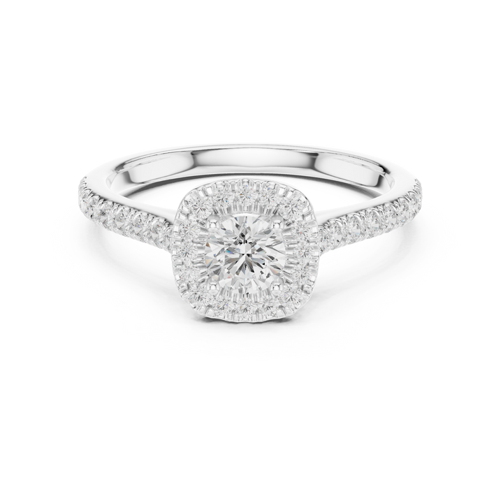Statement 1 Ct Round Diamond Halo Ring With Pave Band