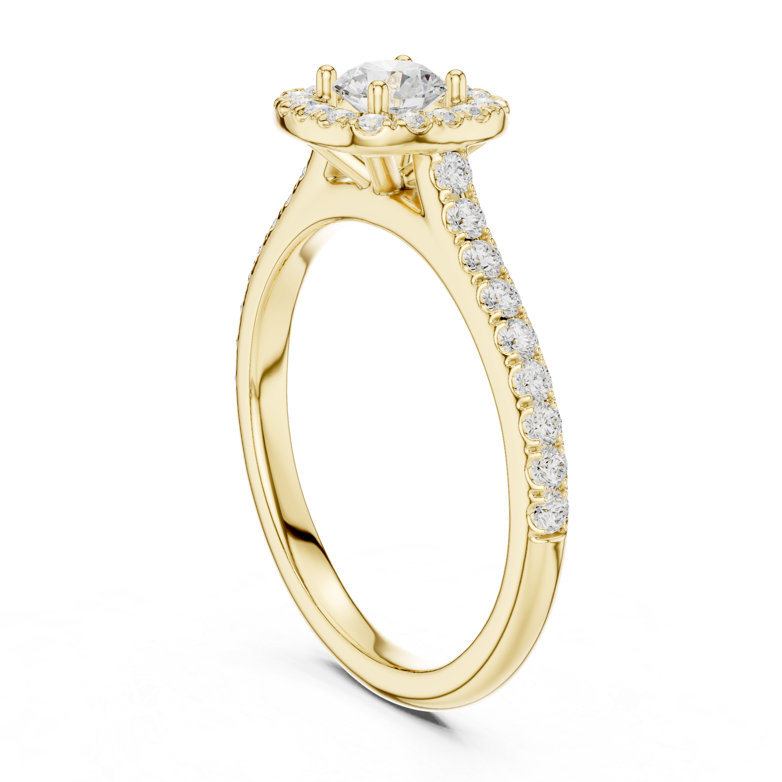 Statement 1 Ct Round Diamond Halo Ring With Pave Band