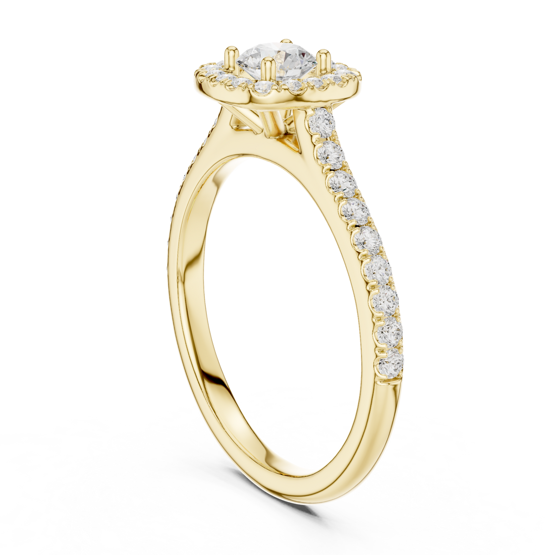 Statement 1 Ct Round Diamond Halo Ring With Pave Band