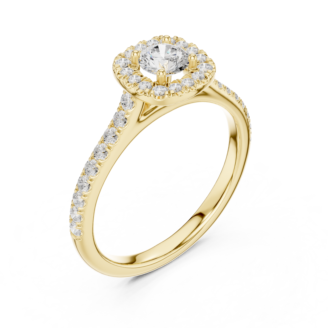 Statement 1 Ct Round Diamond Halo Ring With Pave Band