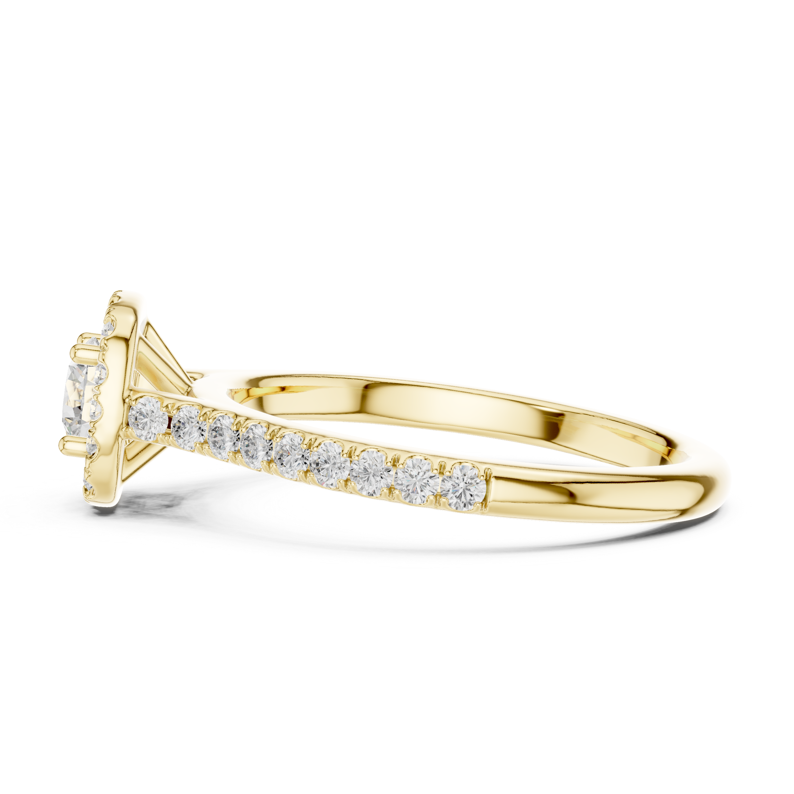 Statement 1 Ct Round Diamond Halo Ring With Pave Band