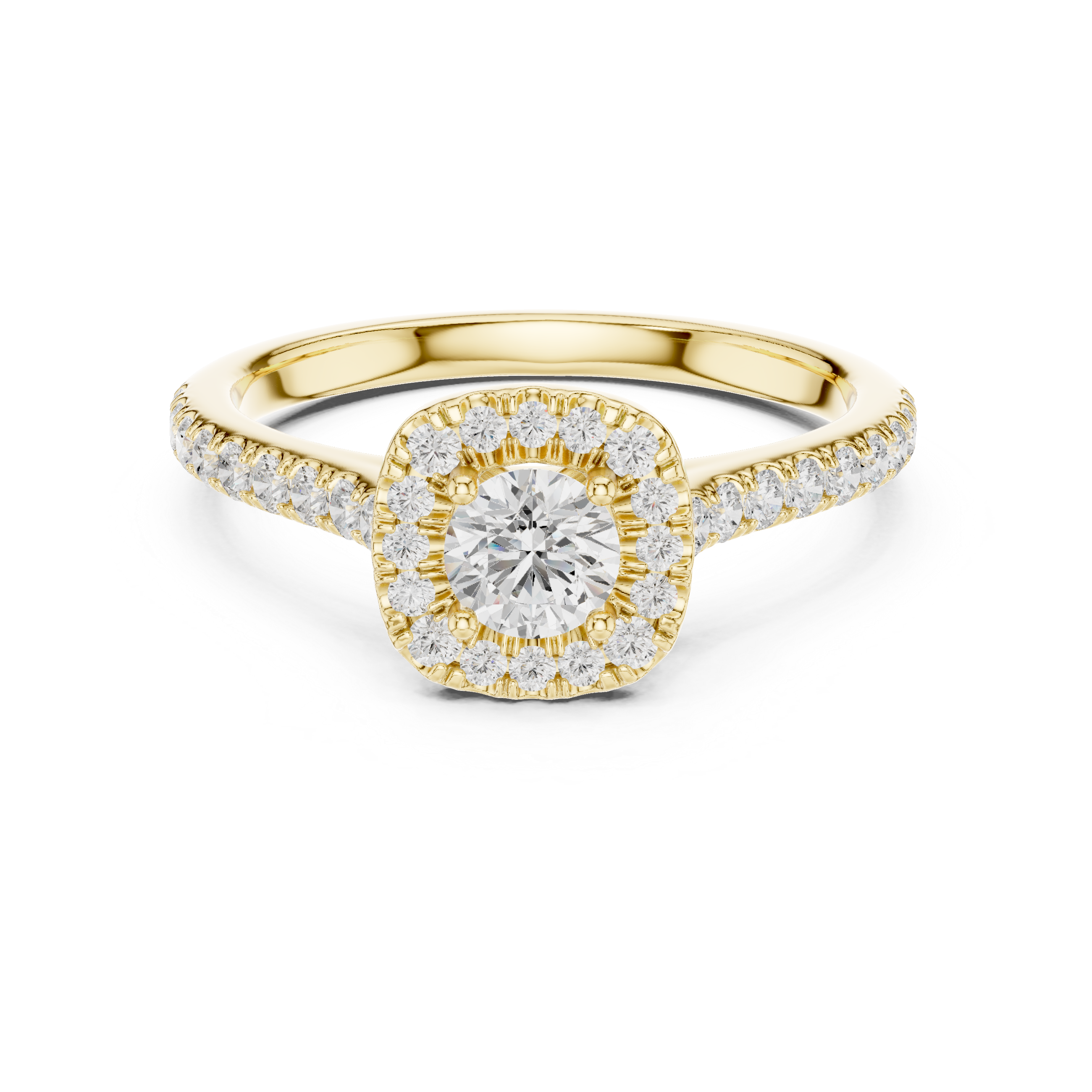 Statement 1 Ct Round Diamond Halo Ring With Pave Band