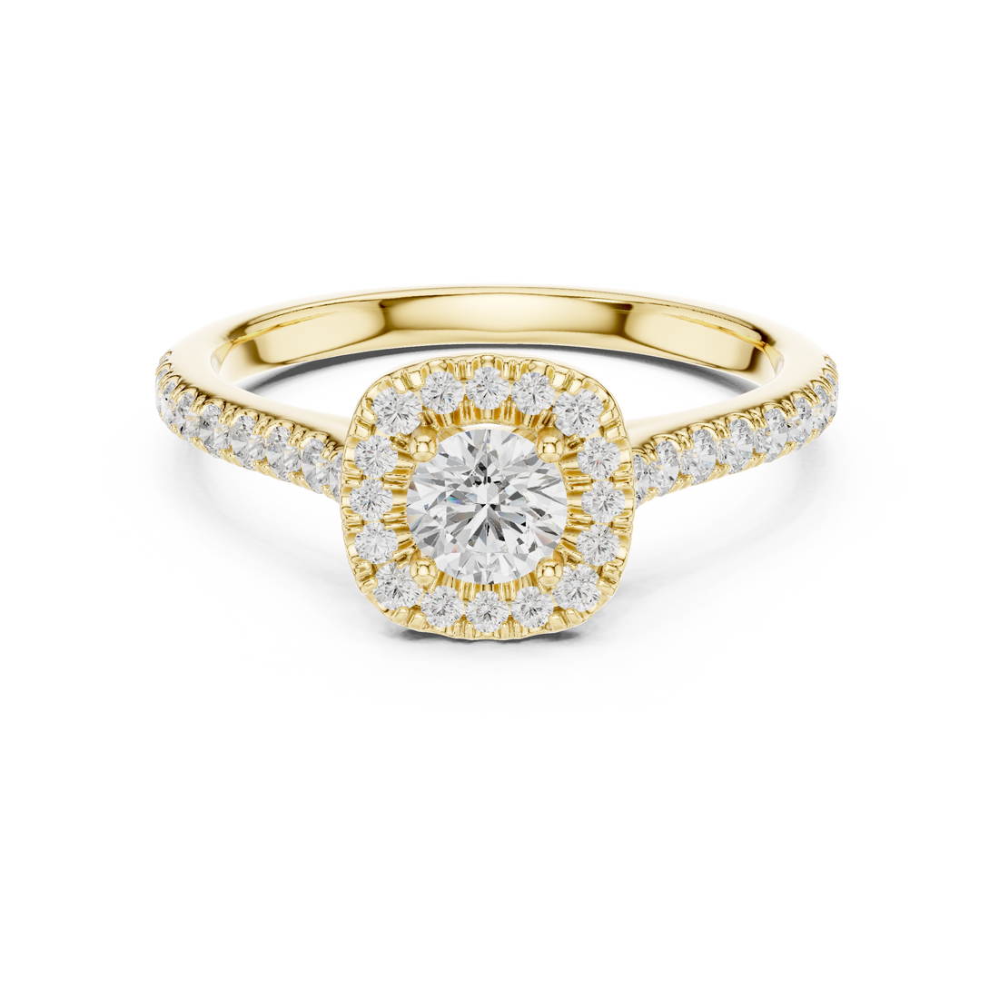 Statement 1 Ct Round Diamond Halo Ring With Pave Band