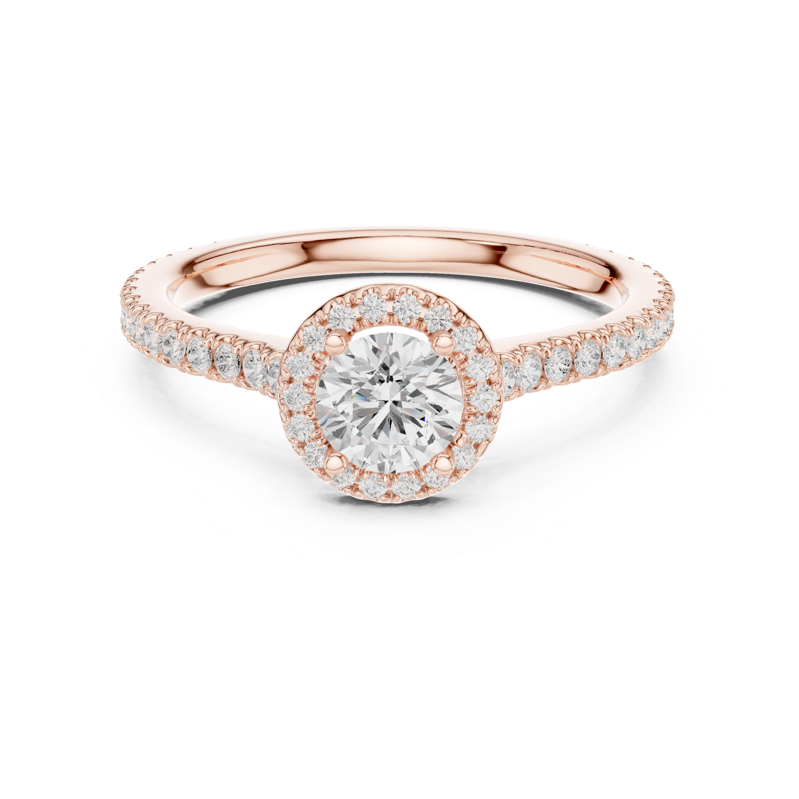 Classic Round Halo Diamond Ring For Womens