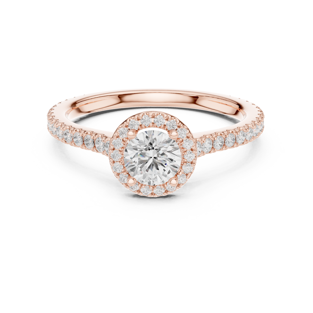 Classic Round Halo Diamond Ring For Womens