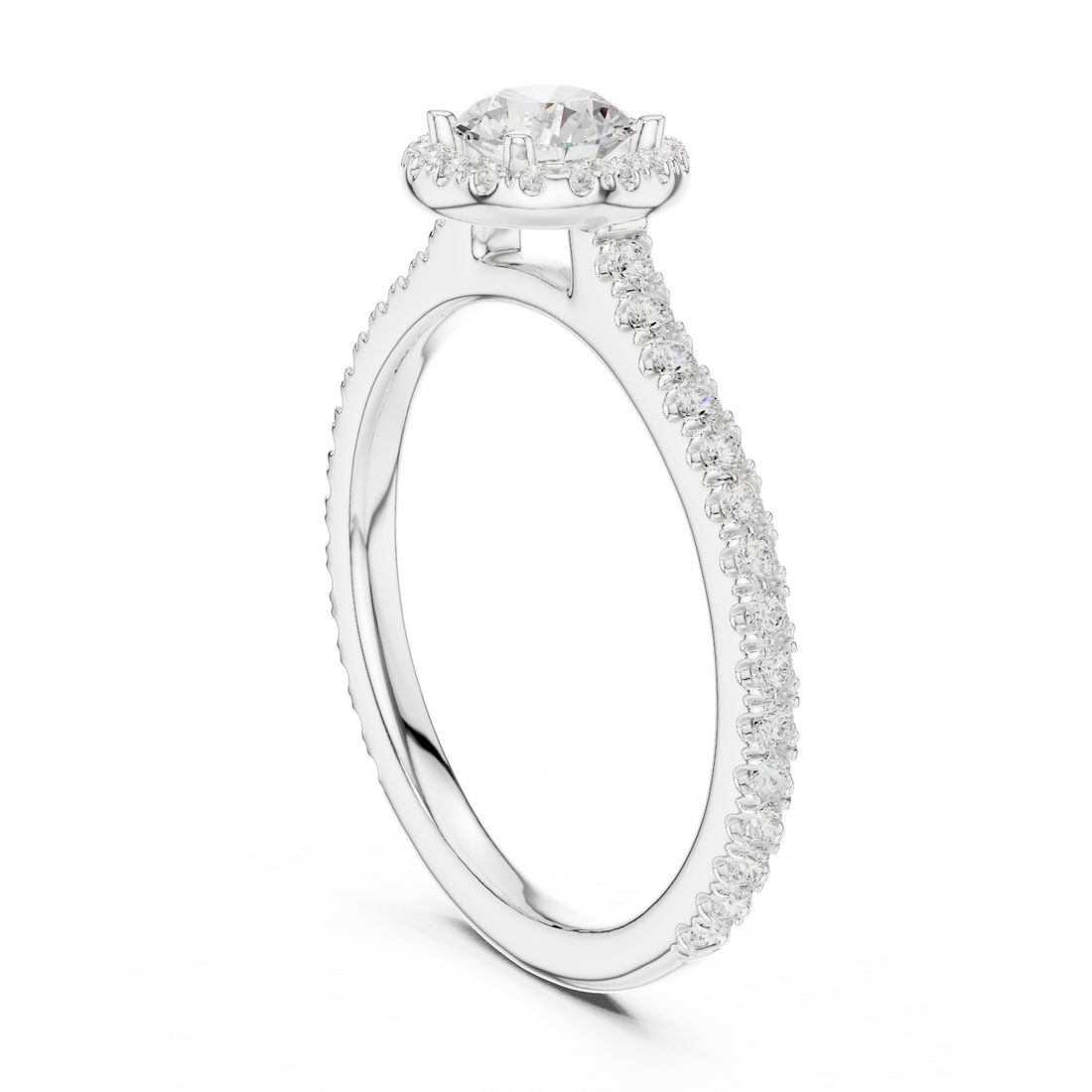 Classic Round Halo Diamond Ring For Womens