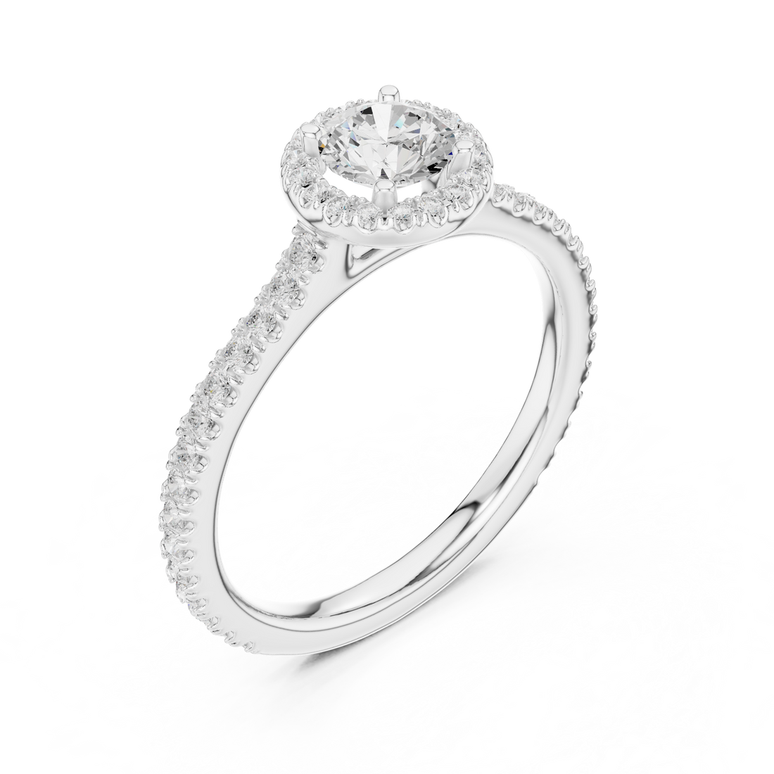 Classic Round Halo Diamond Ring For Womens