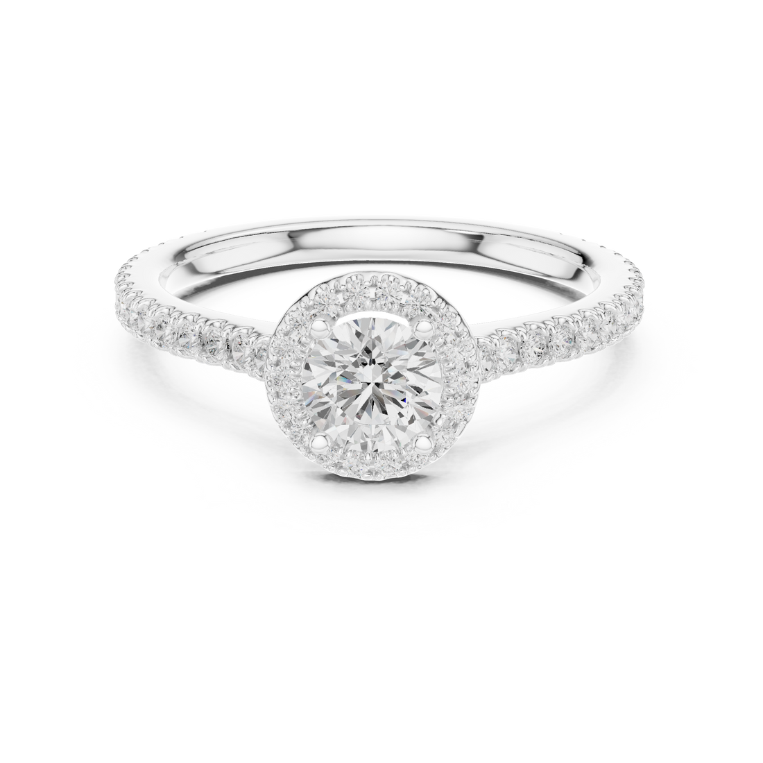 Classic Round Halo Diamond Ring For Womens
