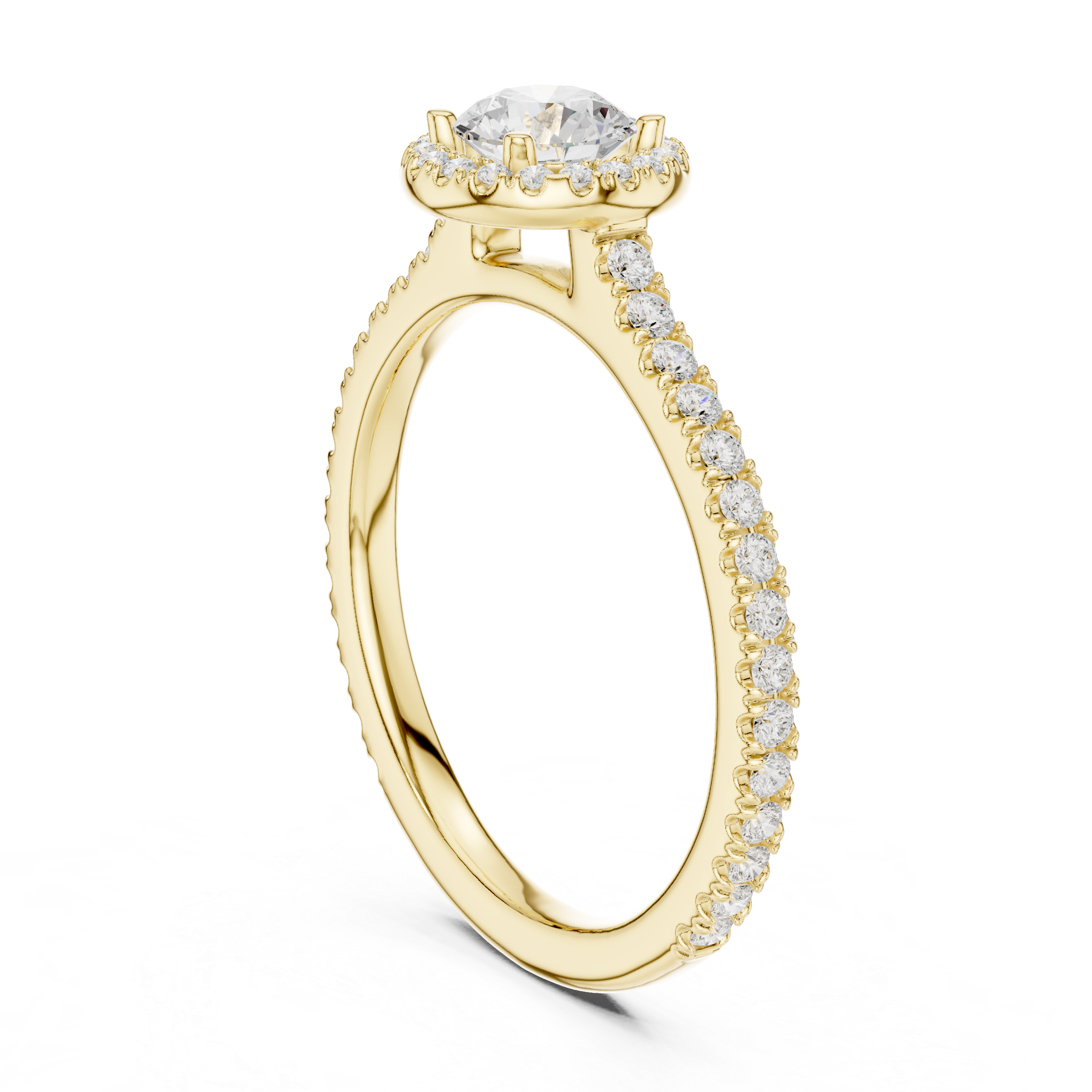 Classic Round Halo Diamond Ring For Womens