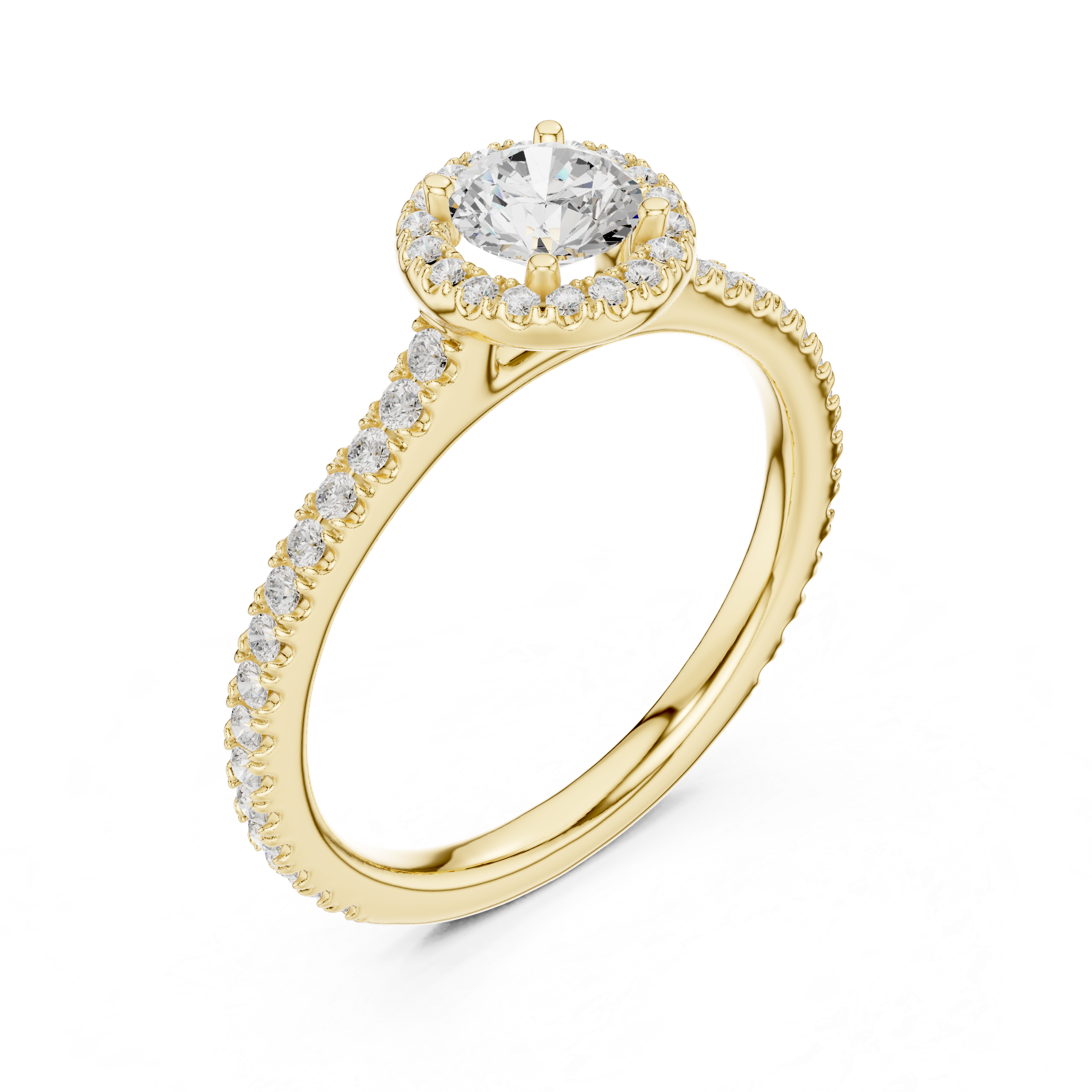 Classic Round Halo Diamond Ring For Womens