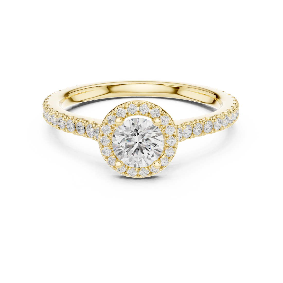 Classic Round Halo Diamond Ring For Womens