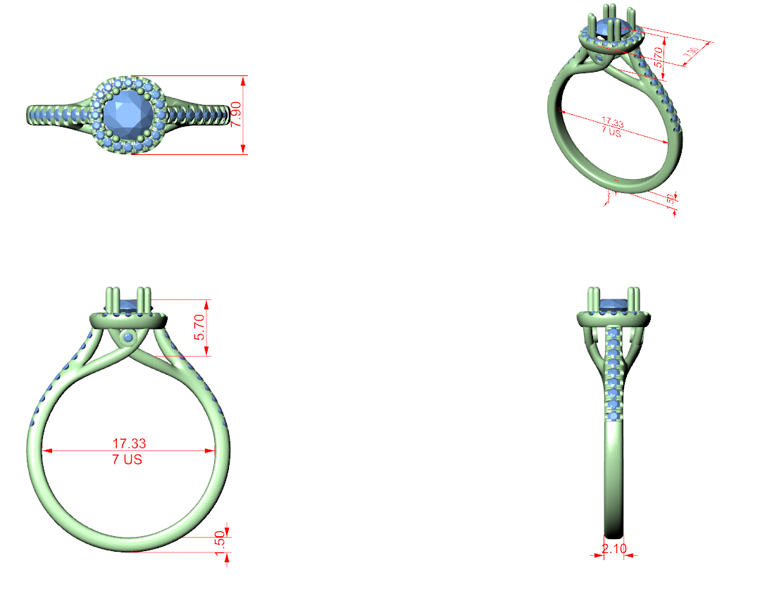 Minimalist Round Diamond Ring with Hidden Halo and Pavé Shank