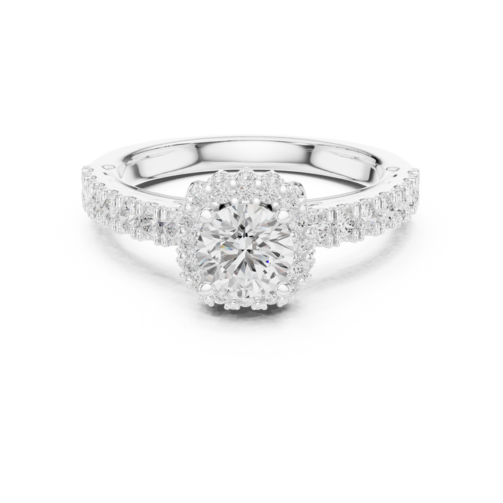 Premium Round Diamond Halo Ring with Fine Pave Work