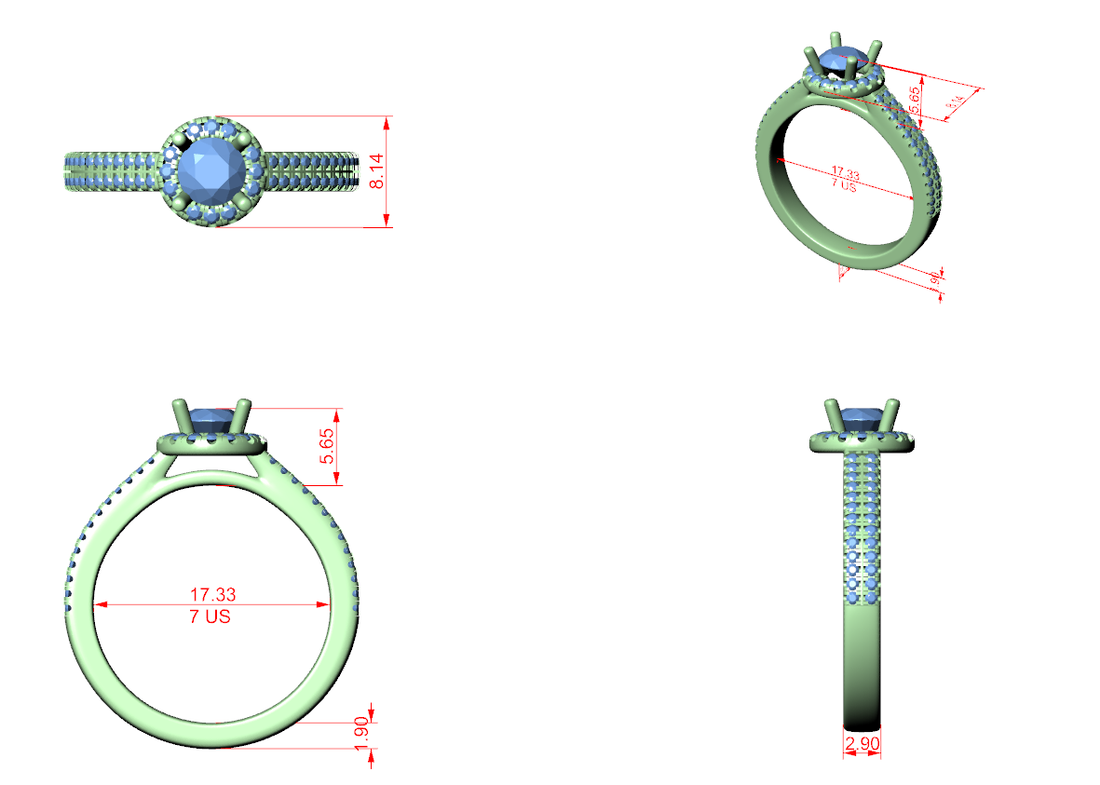 Designer Halo Diamond Ring with Double Shank
