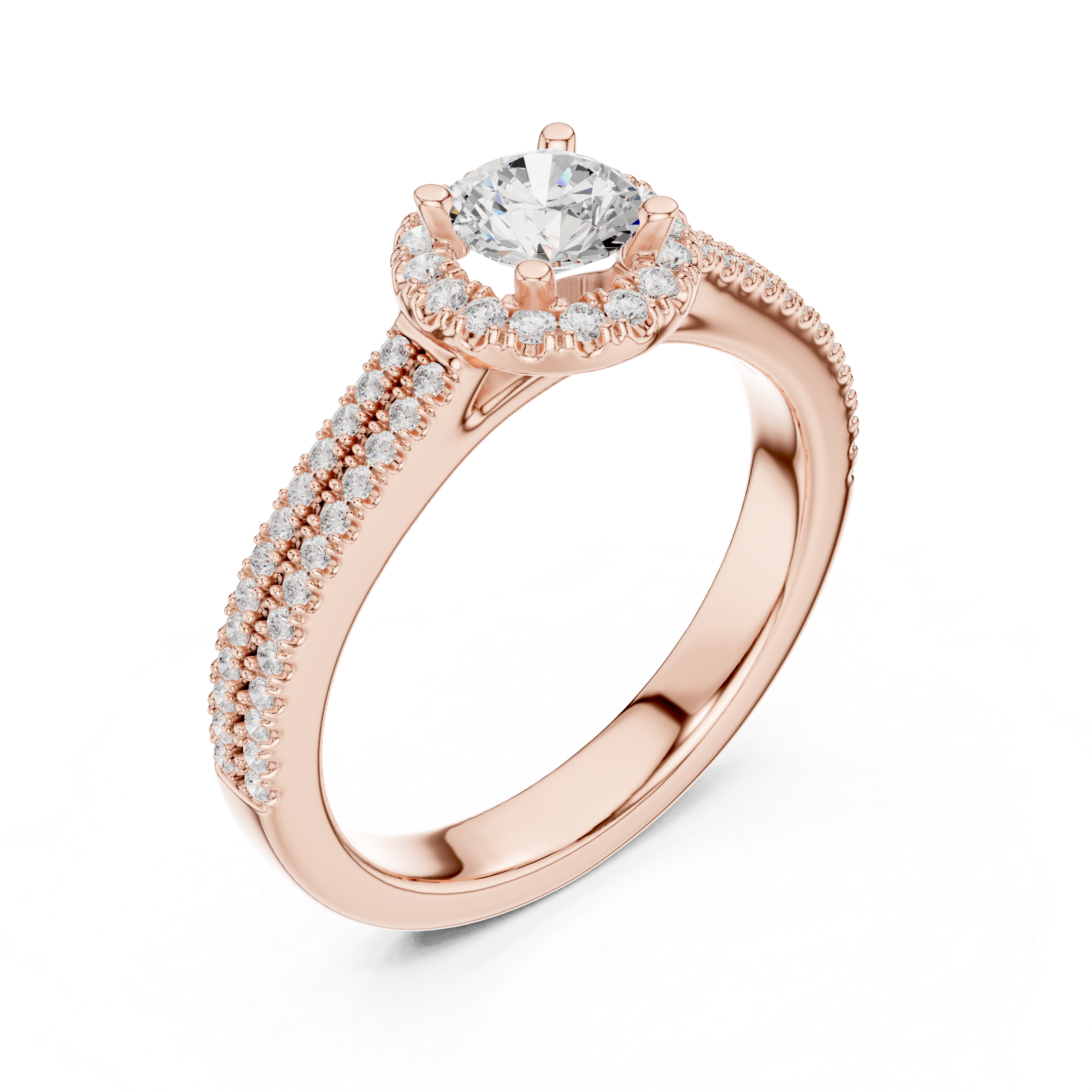 Designer Halo Diamond Ring with Double Shank