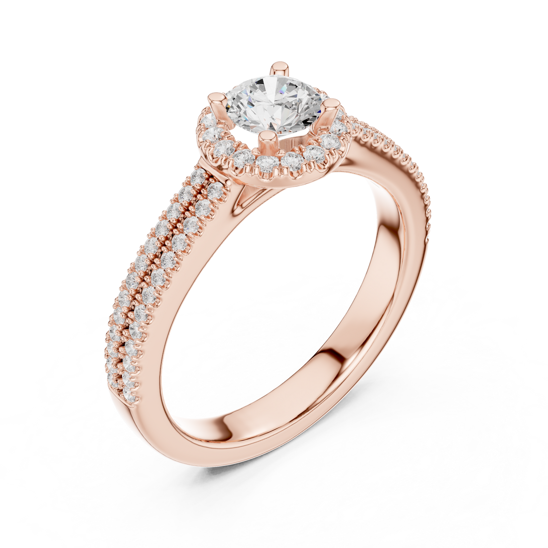 Designer Halo Diamond Ring with Double Shank