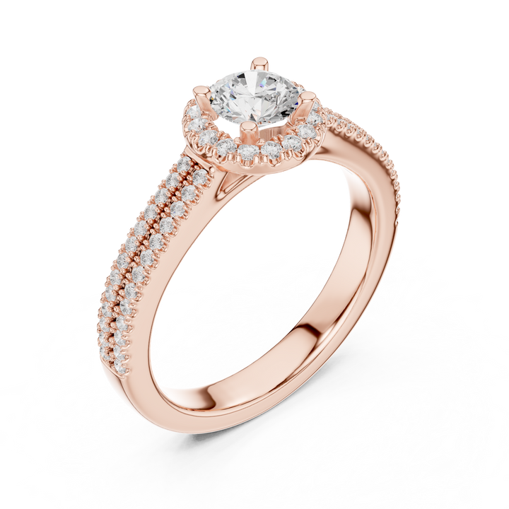 Designer Halo Diamond Ring with Double Shank