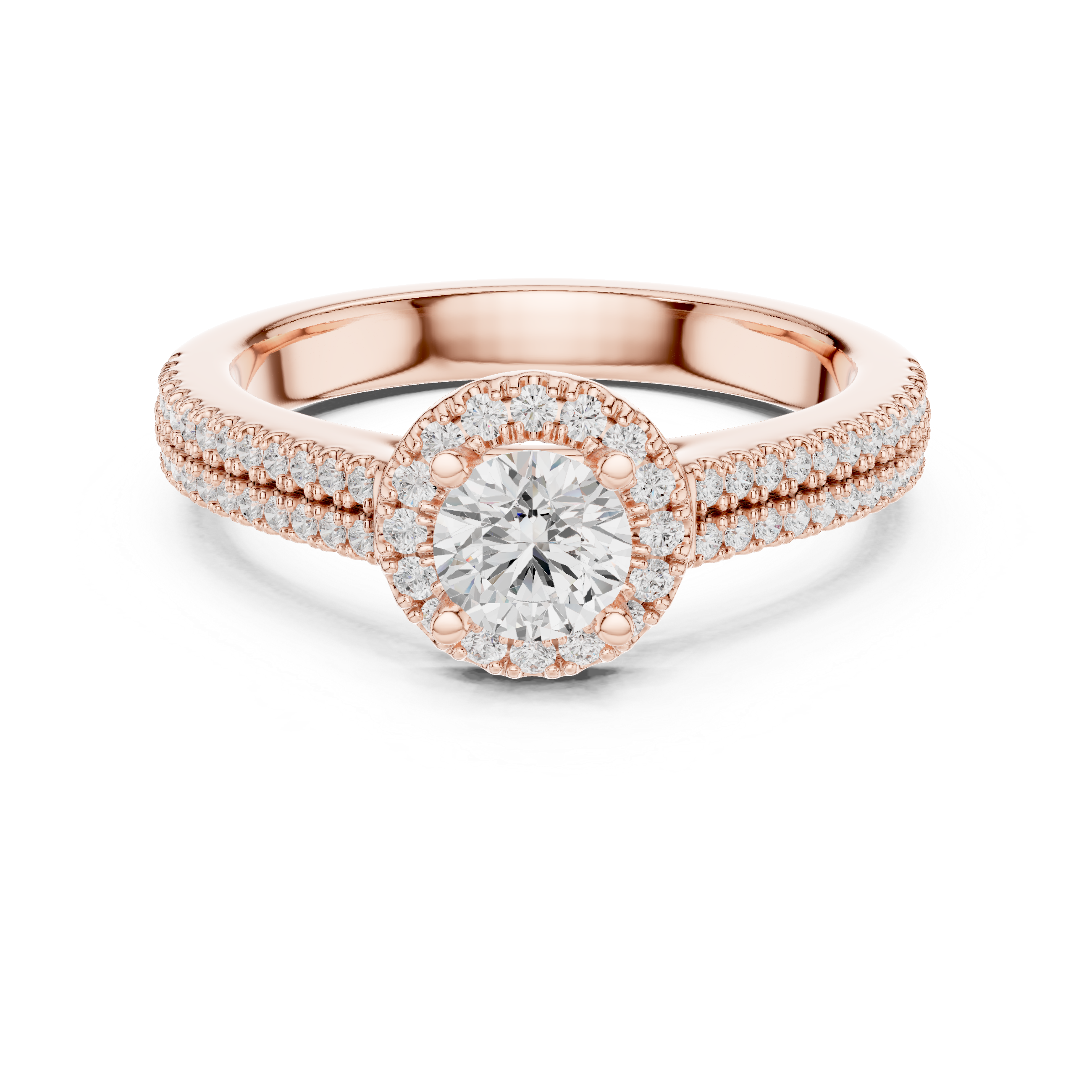 Designer Halo Diamond Ring with Double Shank