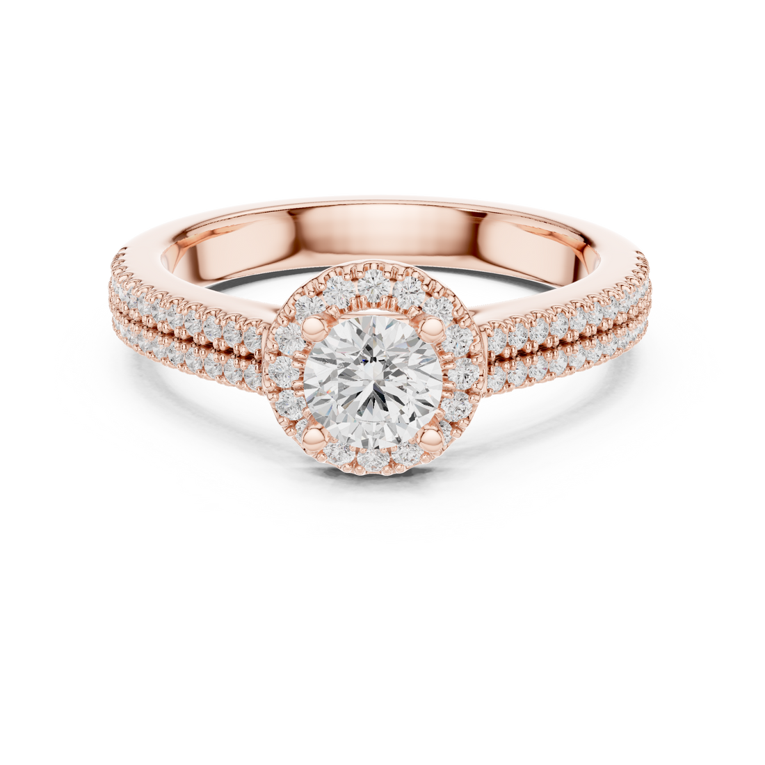 Designer Halo Diamond Ring with Double Shank