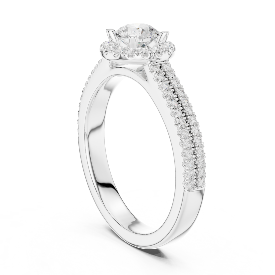 Designer Halo Diamond Ring with Double Shank